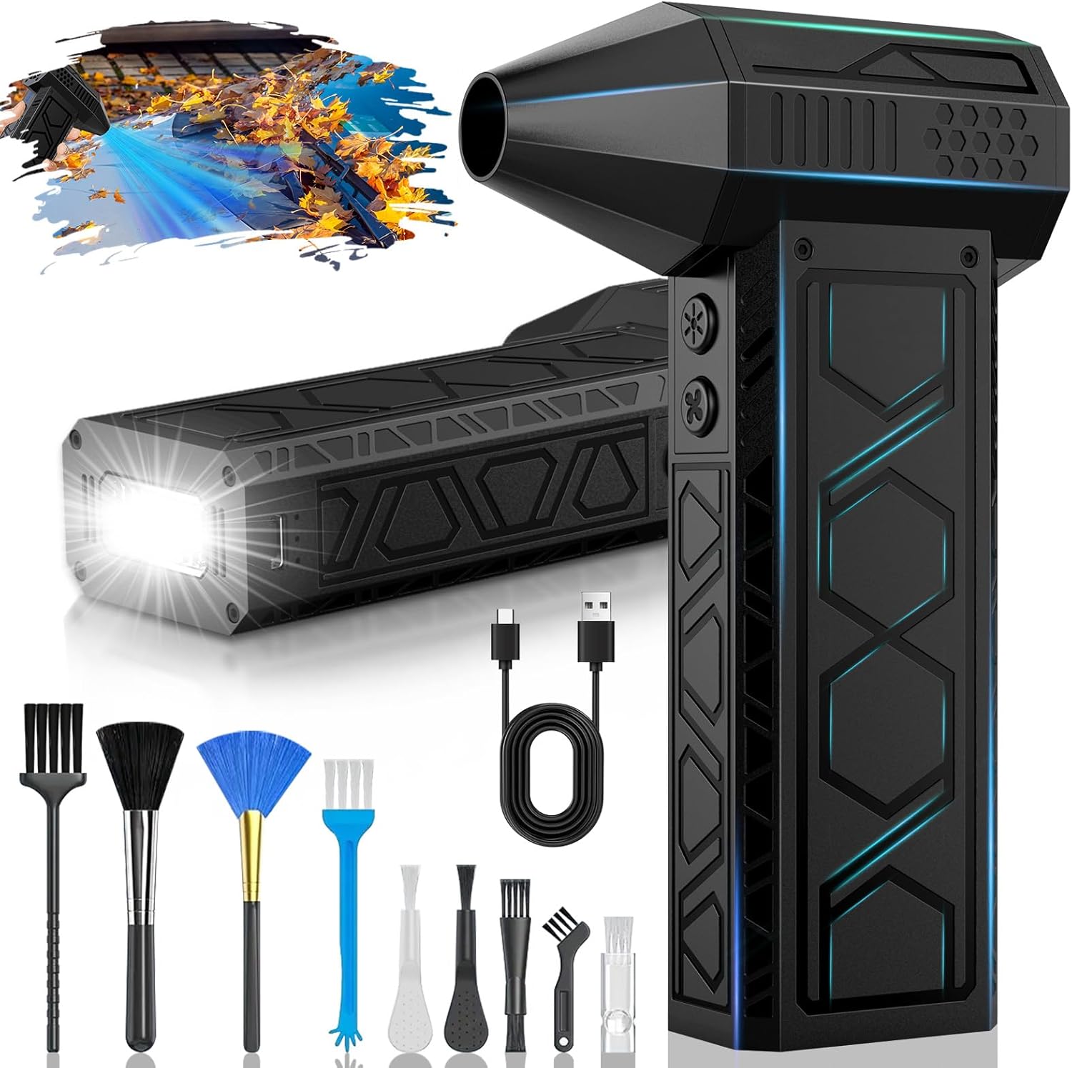 Compressed Air Duster,180000RPM Electric Air Duster,4-Gear Speed Compressed Air Cleaner for PC with LED Lighting,Air Blower Cleaner for Computer, Keyboard, Car,Outdoor BL01