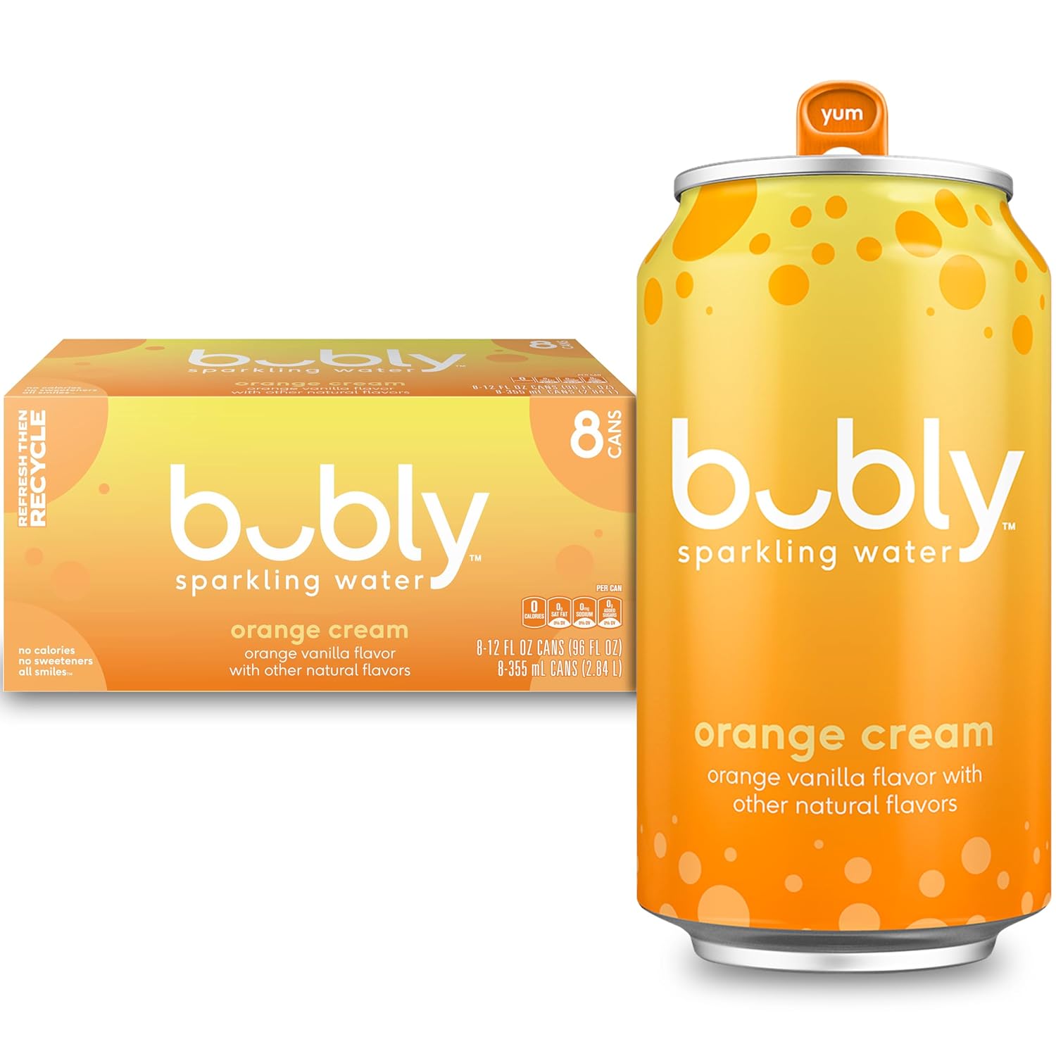 bubly Sparkling Water, Zero Sugar & Zero Calories, Seltzer Water, Orange Creamsicle, 12 Fl Oz Cans (Pack of 8)