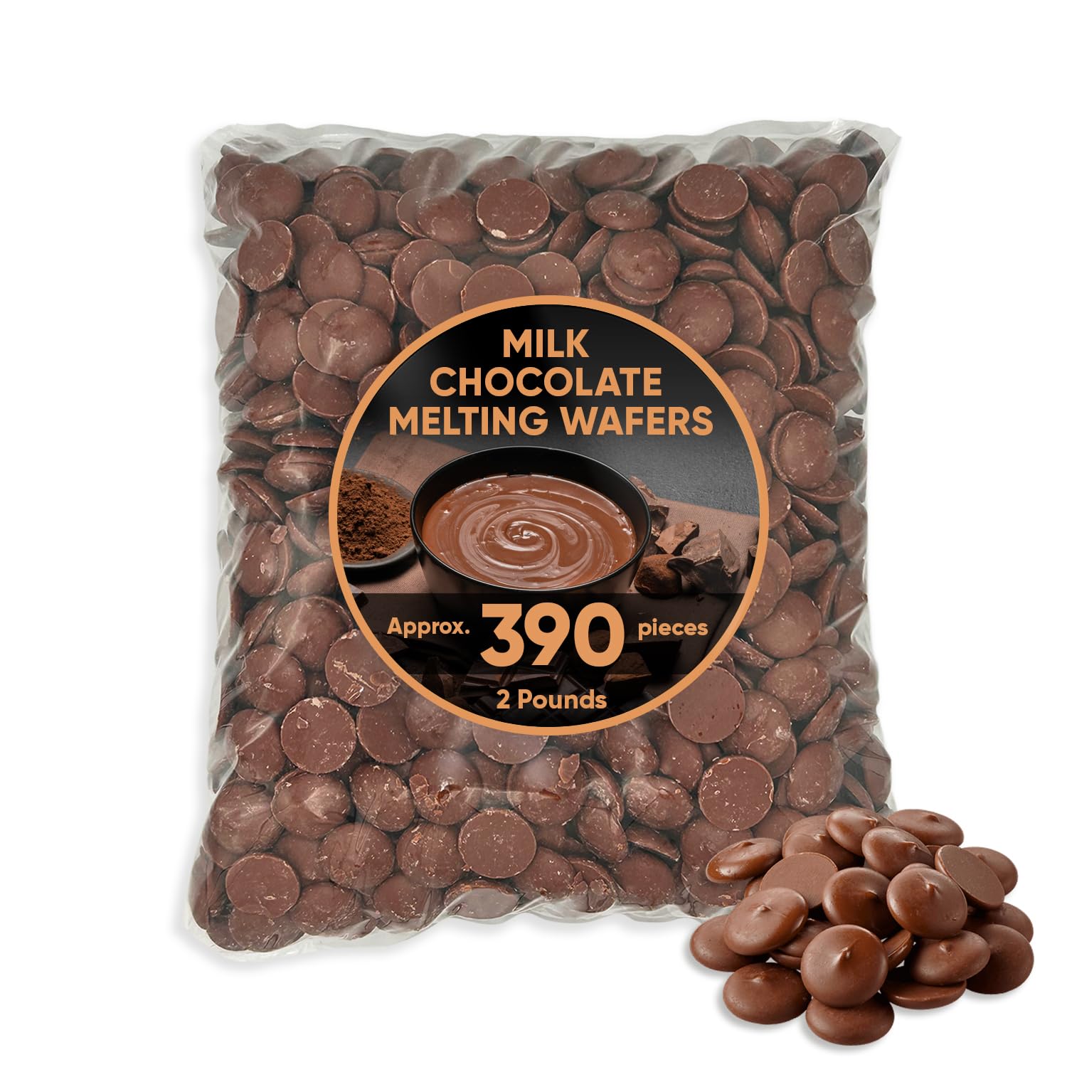 Melting Chocolate Candy Melts Milk Chocolate - 2 Pounds approx 390 pieces Melting Wafers Milk Chocolate Candy Melts - Perfect for Baking, Dipping, and Chocolate Fountain - Milk Chocolate Discs for Candy Making and Melting