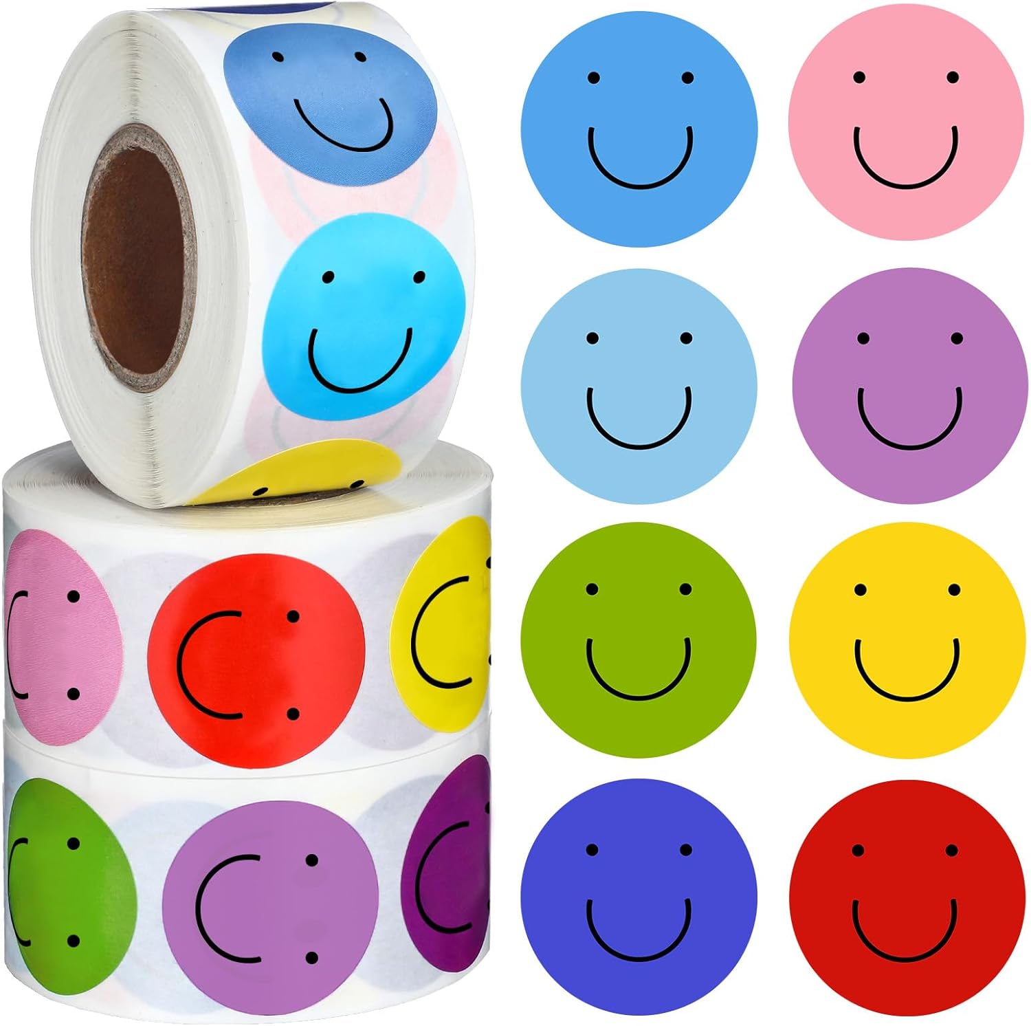 Outus 1500 Pcs Happy Smile Stickers 1 Inch Smile Face Decals Positive Motivational Stickers Classroom Incentive Reward Behavior Decal for Student