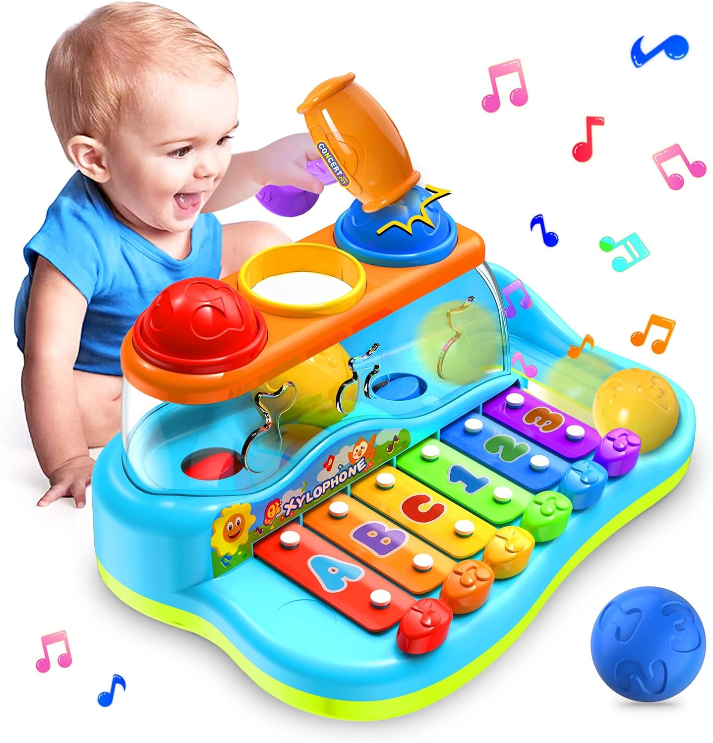 Yerloa Baby Xylophone Toys for 1 Year Old Girls Boys Gifts,Balls Pound & Hammering Musical Toy for 1 Year Old,Educational Presents for 12 18 Month