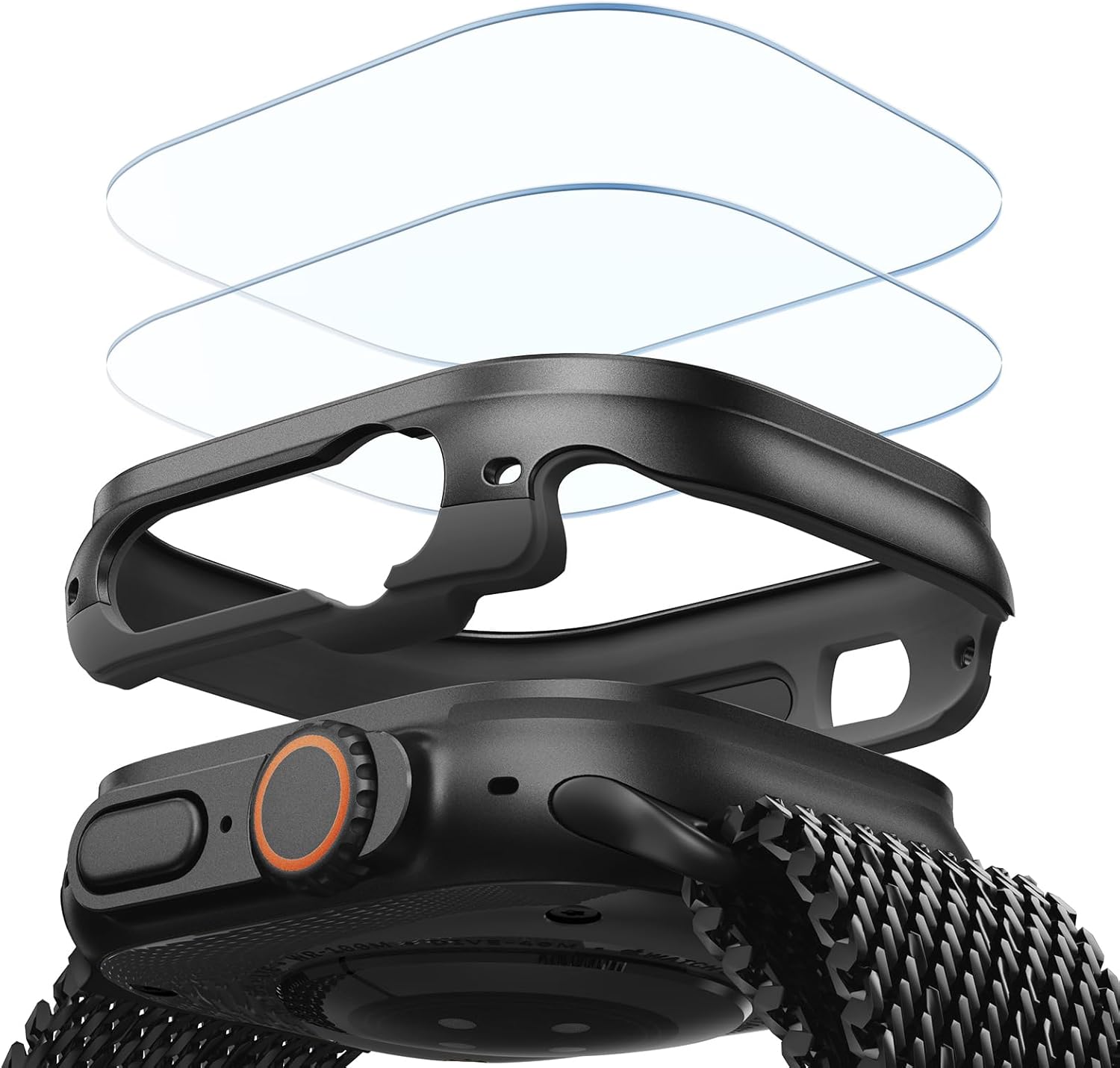 ESR for Apple Watch Ultra 2/1 Case with Screen Protector 49mm (2024/2023/2022), Military Grade Protection, Aluminum Alloy Case with 2 Pack Armorite Glass Protector Set, Stay Original, Black