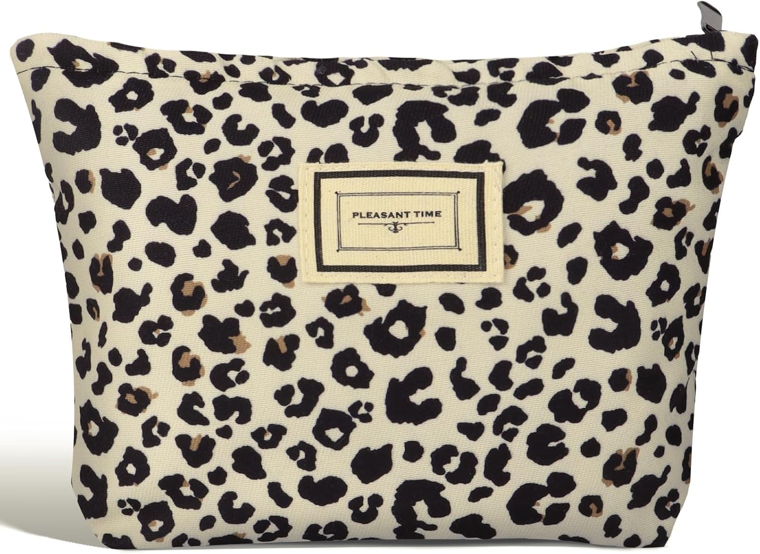 Canvas Cosmetic Leopard Make Up Bag Cosmetic Pouch Purse Case Travel Make Up Toiletry Organizer Storage with Zipper for Women Girls
