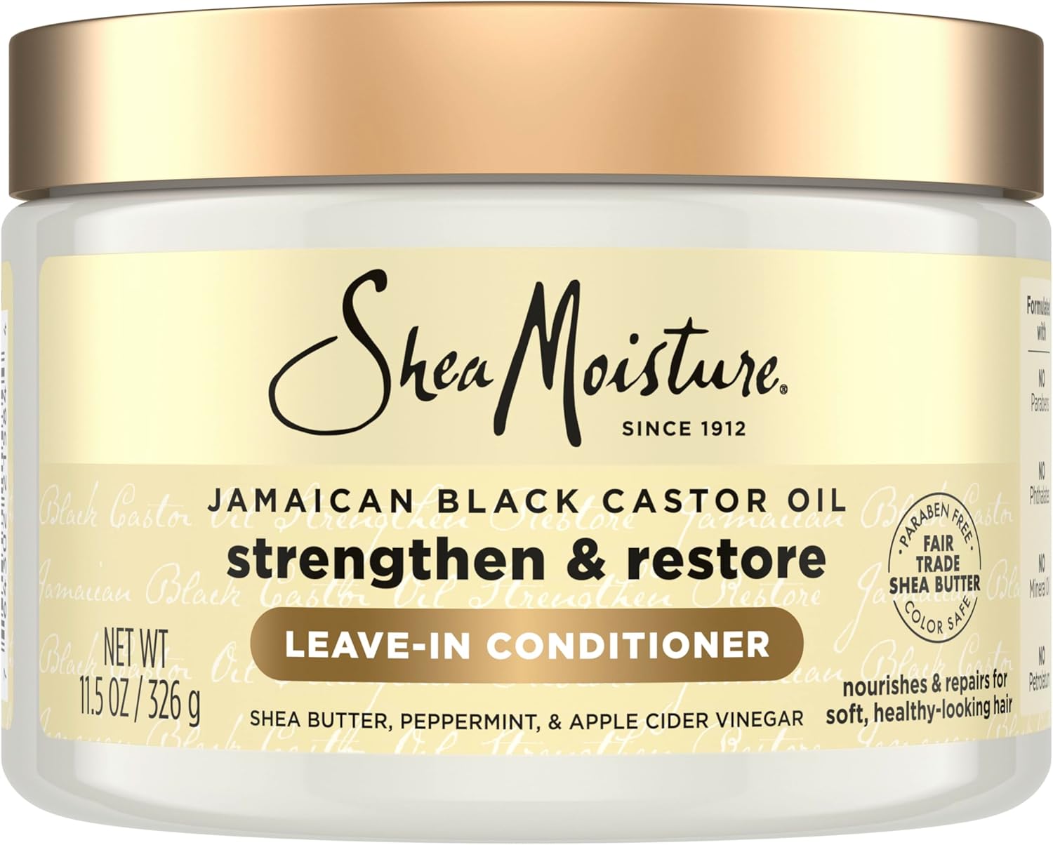 SheaMoisture Jamaican Black Castor Oil Leave In Conditioner 100% Pure Jamaican Black Castor Oil For Damaged Hair to Soften and Detangle Hair 11.5 oz