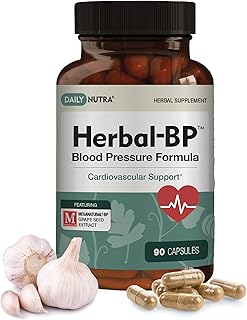 Herbal-BP Natural Blood Pressure Supplement for Circulatory Health | Grape Seed Extract, Garlic, Hawthorn, Olive Leaf & Ashwagandha (90 Capsules)