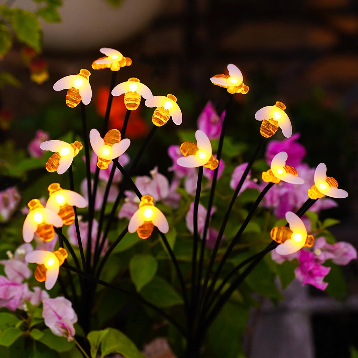 Nacome Solar Garden Lights for Outside – Solar Swaying Light Waterproof for Garden Decor,Outdoor Yard Patio Landscape Decoration, Waterproof Solar Bumble Bee Lights(2Pack), Mom Gifts for Women