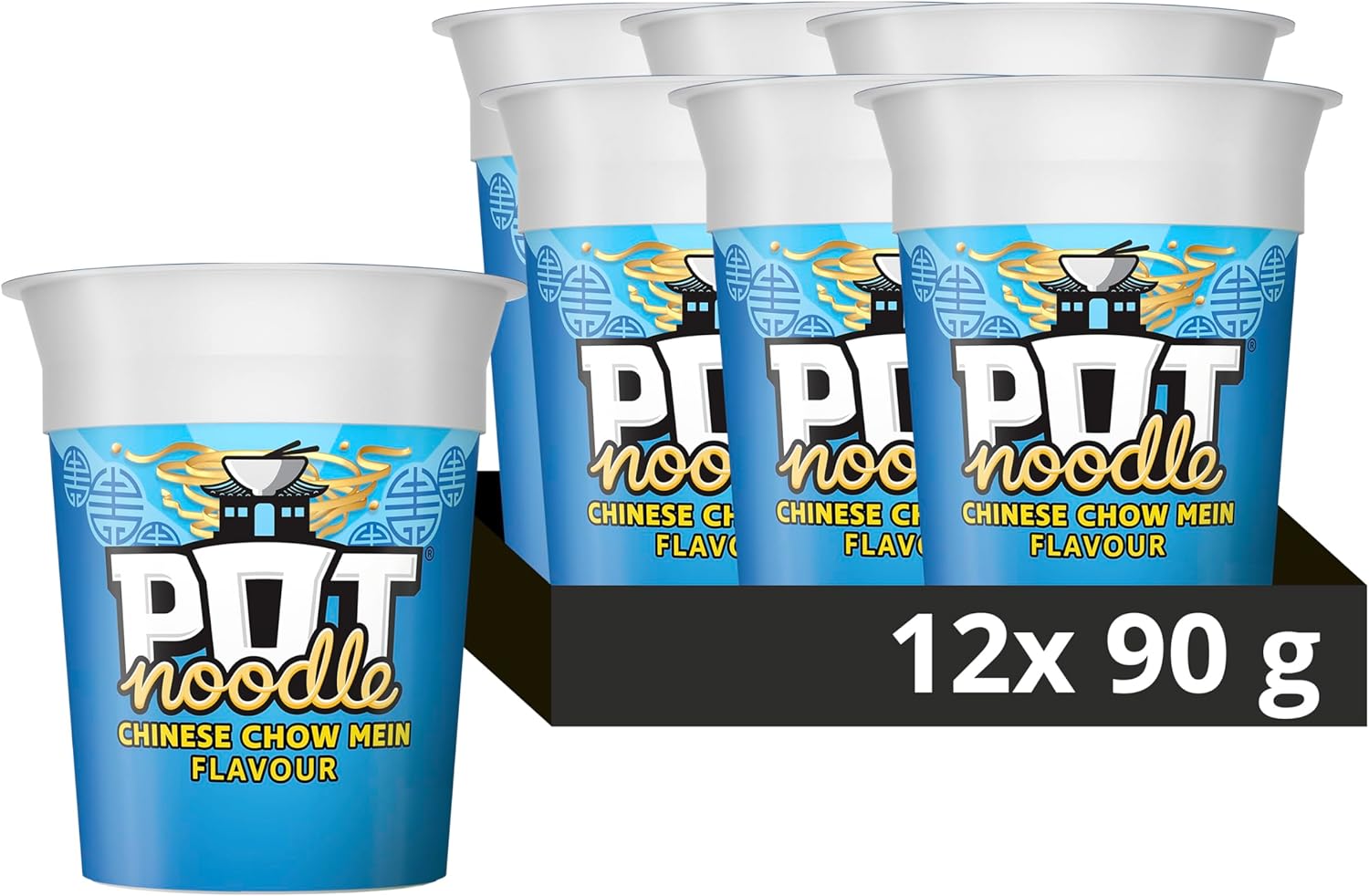 Pot Noodle Chinese Chow Mein Standard Pot Noodle instant vegan* snack quick to make noodles Instant Noodle 12x 90 g