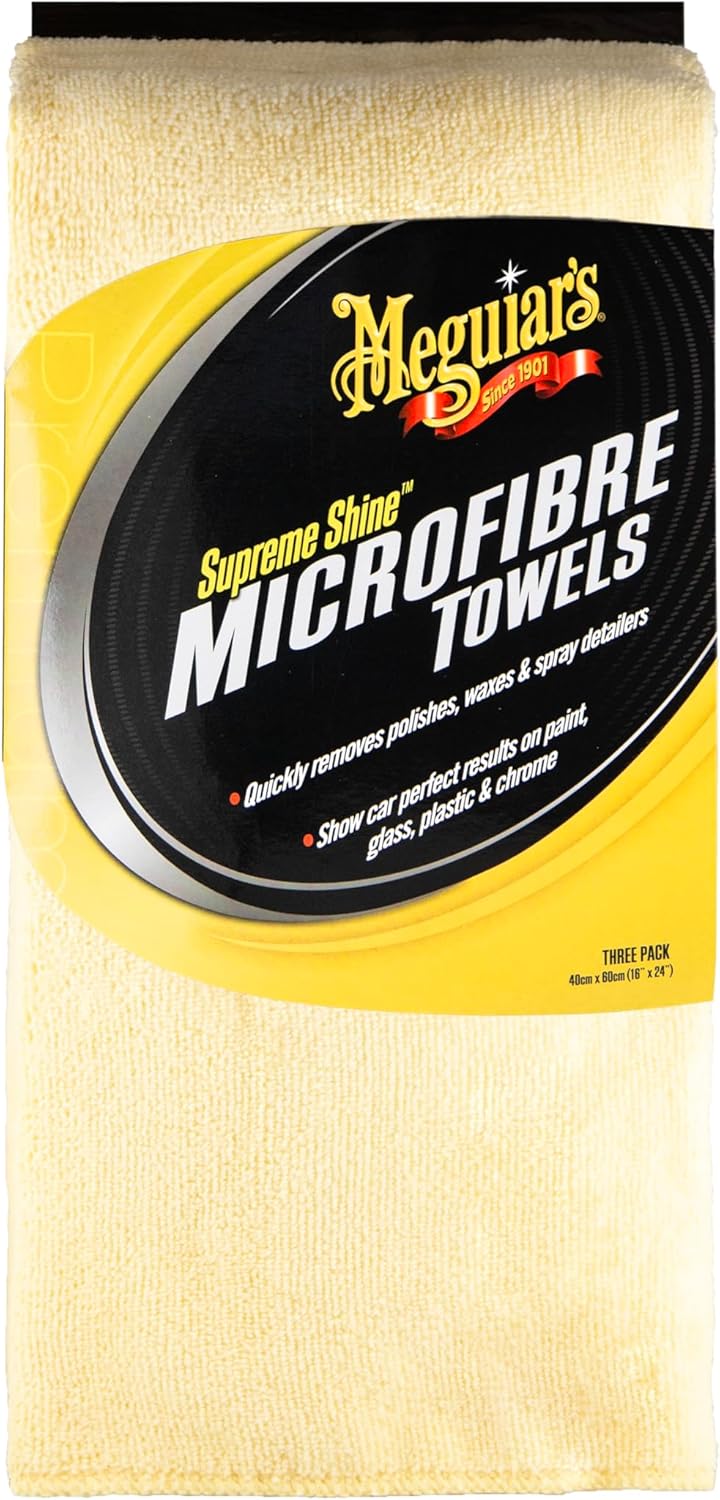 Meguiar's X2020EU Supreme Shine Microfibre Car Cleaning Towels (3 Pack), Yellow