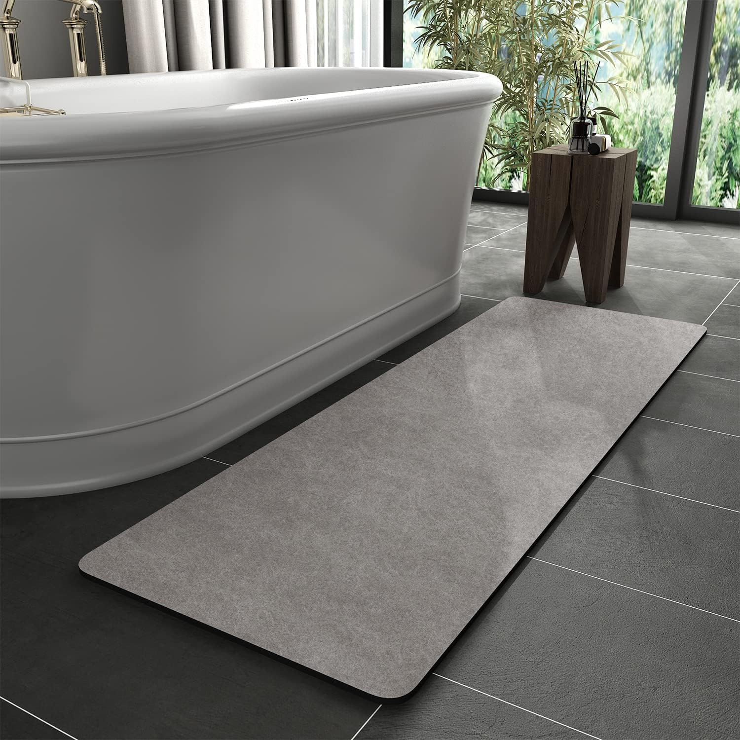 MontVoo -Bath Mat Rug-Rubber Non Slip Quick Dry Super Absorbent Thin Bathroom Rugs Fit Under Door Bathroom Runner Rug-Bathroom Floor Mats-Shower Rug for in Front of Bathtub,Shower Room,Sink