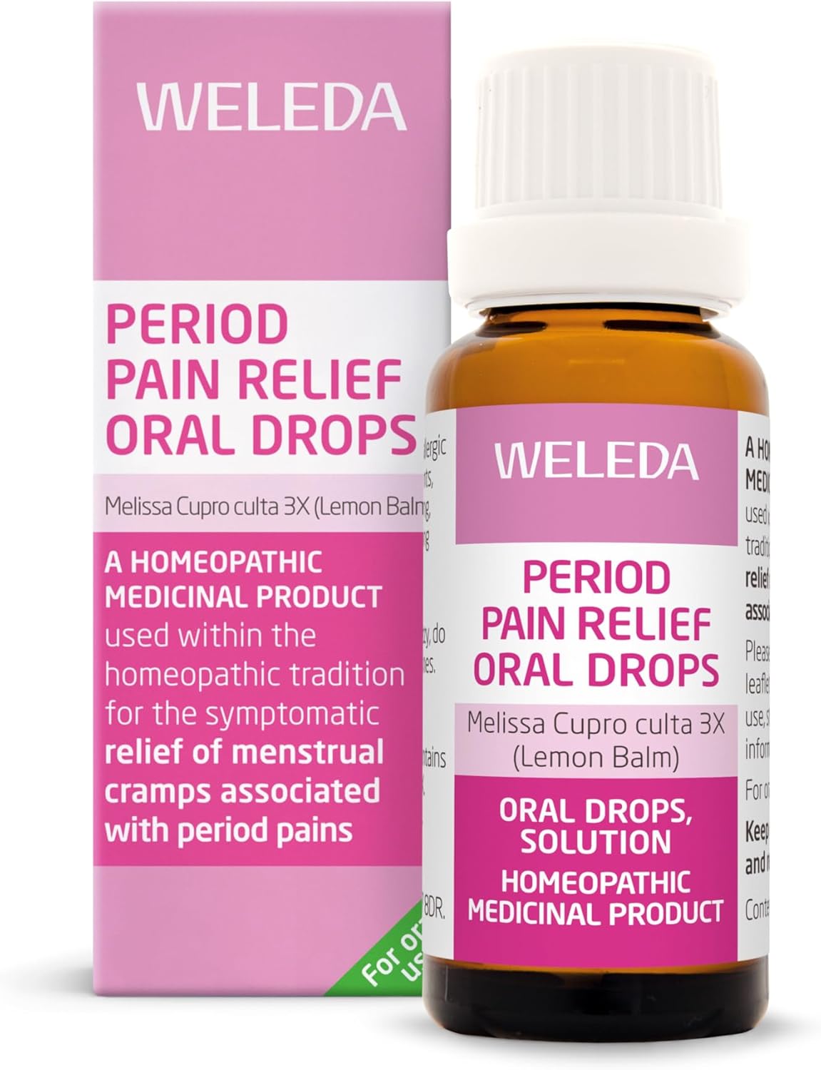 Weleda Period Pain Relief Oral Drops, Menstrual Cramps, with Melissa Cupro 3X - Lemon Balm, Homeopathic Product, Vegan, 25ml