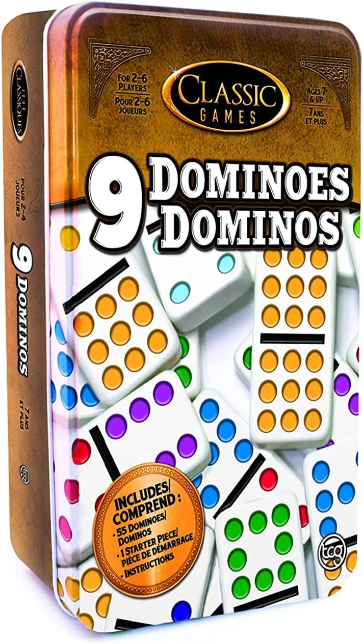 TCG Toys Classic Games - Double 9 Dominoes Tin - Be The First to Win! Great for Boys and Girls Over Age 7