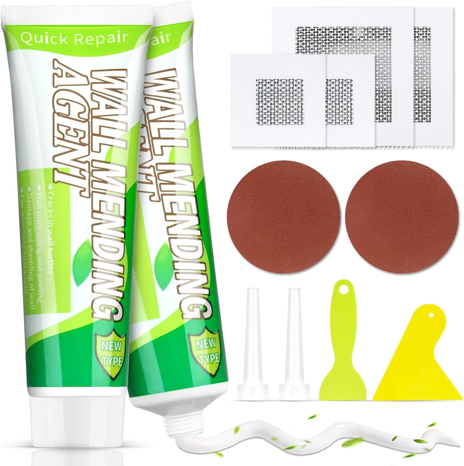 Drywall Repair Kit, 2 Pcs Spackle Wall Repair Patch Kit, Wall Mending Agent Quick and Wall Surface Hole Fill Quick and Easy Solution (2 Pack)