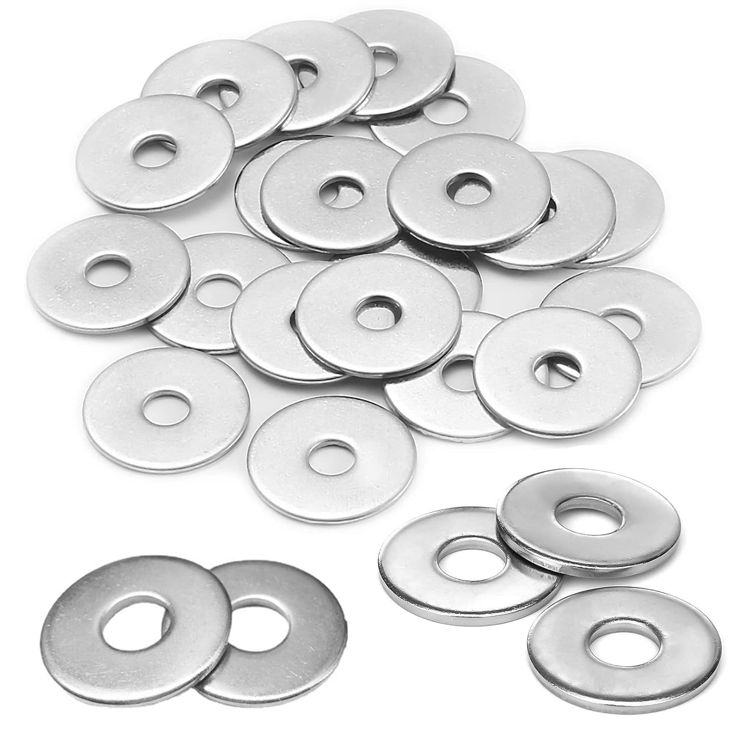 HLMYER 100 Pcs M3 Stainless Steel Flat Washers, Silver, 9mm OD, 0.8mm Thick, Waterproof & Wear-Resistant, For Assorted Screws & Bolts, Indoor & Outdoor Projects