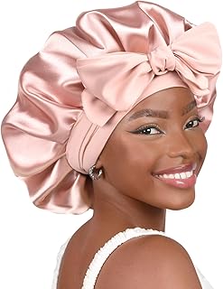 YANIBEST Satin Bonnet Silk Bonnet for Sleeping Double Layer Satin Lined Hair Bonnet with Tie Band for Women Curly Hair