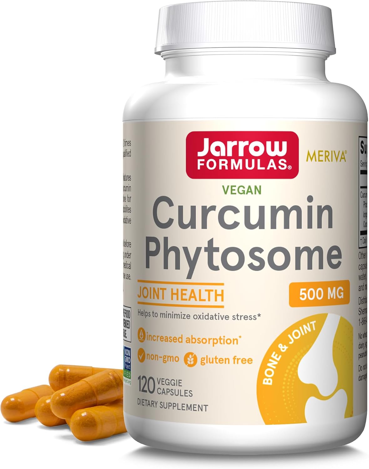 Jarrow Formulas Curcumin Phytosome 500 mg - 120 Veggie Capsules - Formulated with Meriva - Antioxidant Support Supplement - Joint Health & Support - 60 Servings