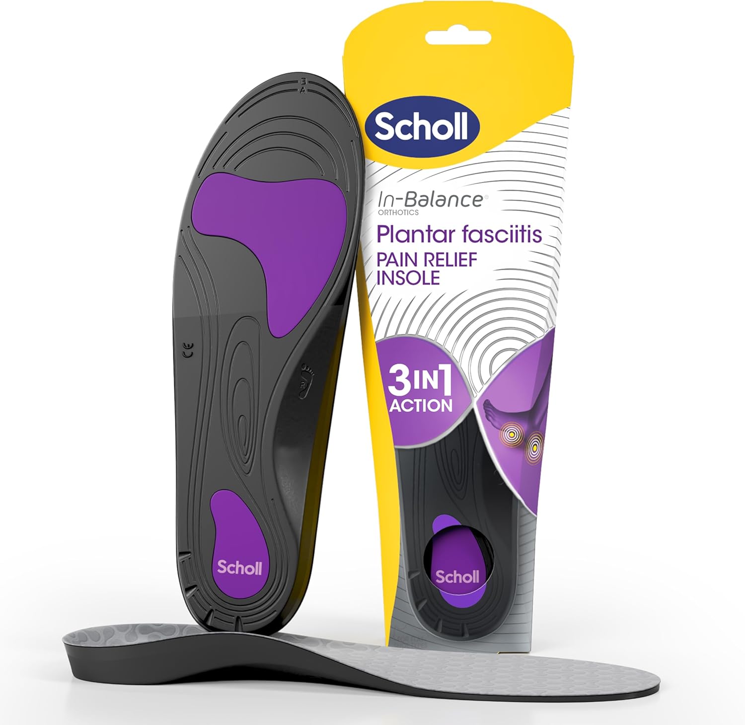 Scholl in-Balance Orthotics Plantar Fasciitis Insoles for Men & Women - Helps Alleviate Plantar Fasciitis Pain, Orthopedic Arch Support Inserts, Heel Discomfort and Pressure, Motion Control Structure