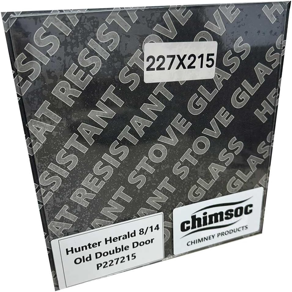 Chimsoc Replacement Stove Glass - Hunter Herald 8/14 (Old) Double Door/Midi 14 / Woodburner Medium (227mm x 215mm Rectangular)
