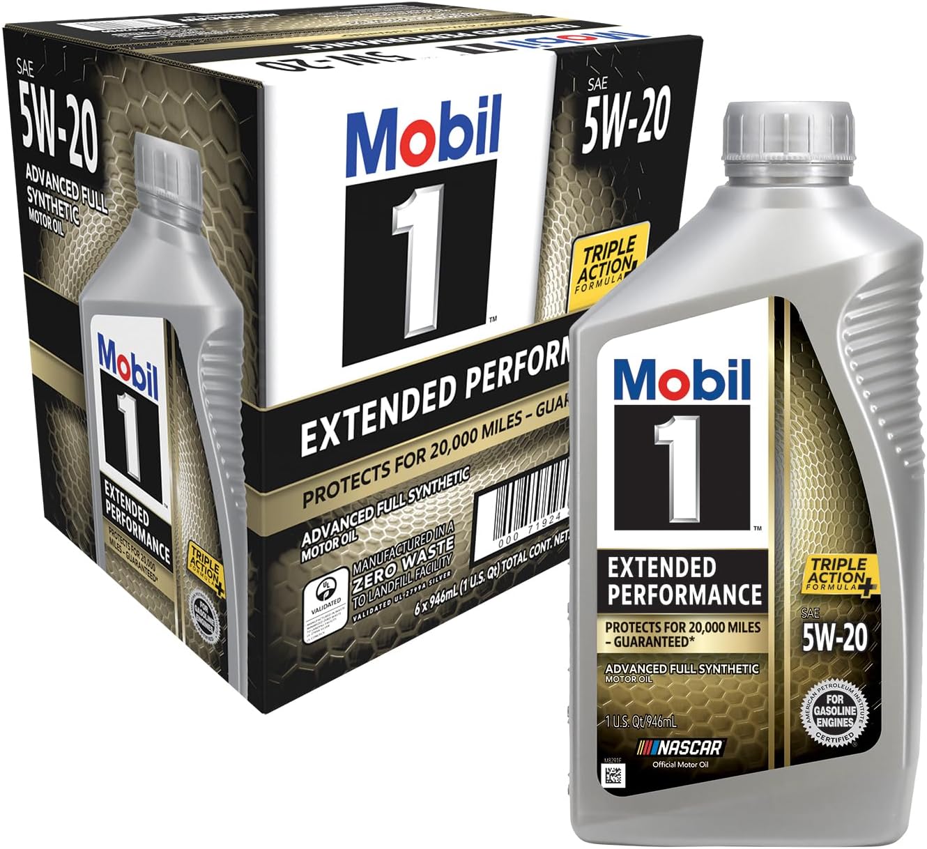 Mobil 1 Extended Performance Full Synthetic Motor Oil 5W-20, 1 Quart (6-pack)