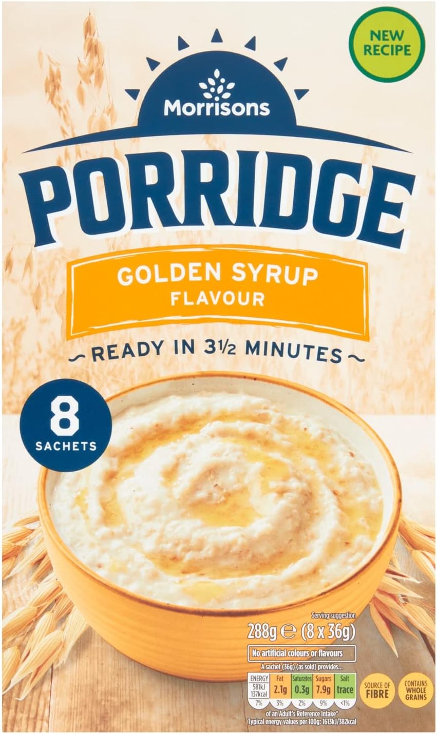 Morrisons Rise & Shine with Golden Syrup Flavour Porridge Sachets, 8 x 39g