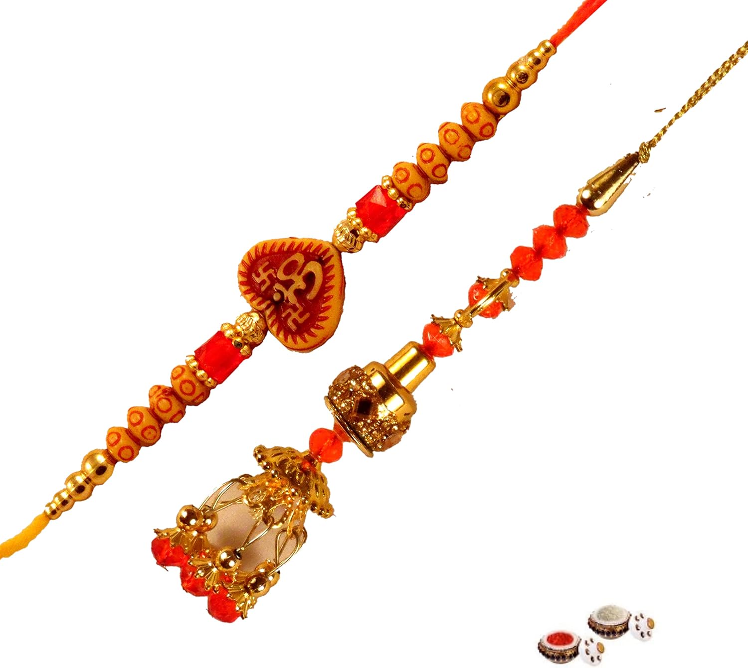 om bhaiya bhabhi rakhi set | rakhi combo for brother | rakhi for brother gift | rakhi gift for brother | rakhi for little brother with gift, Metal, no gemstone