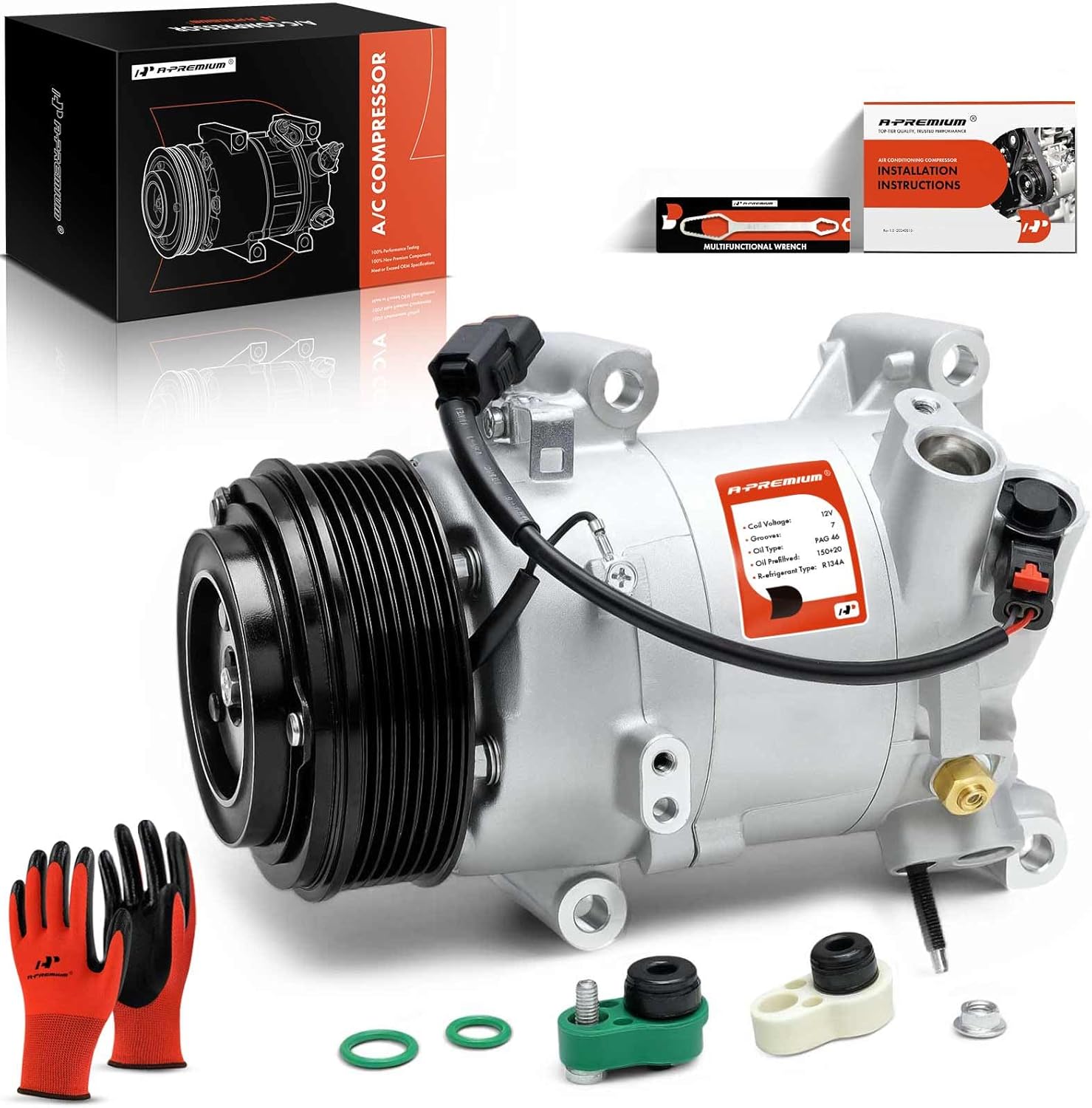 A-Premium Air Conditioner AC Compressor with Clutch Compatible with Honda CR-V 1.5L 2017-2022, Civic 1.5L 2016-2021