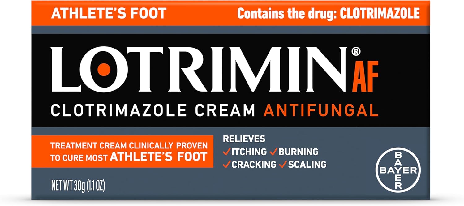Lotrimin AF Cream: Athlete's Foot 1% Clotrimazole Antifungal Treatment, Clinically Proven Effective, 1.1 Ounce (New Look)