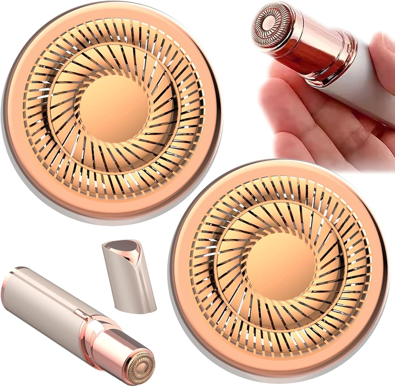Hair Remover Replacement Heads, 4 Pack Rose Gold Plated Double-Ring Heads Suitable for Finishing Touch Gen 2 Facial Hair Remover for Women, Smooth Gentle - 2 Pcs
