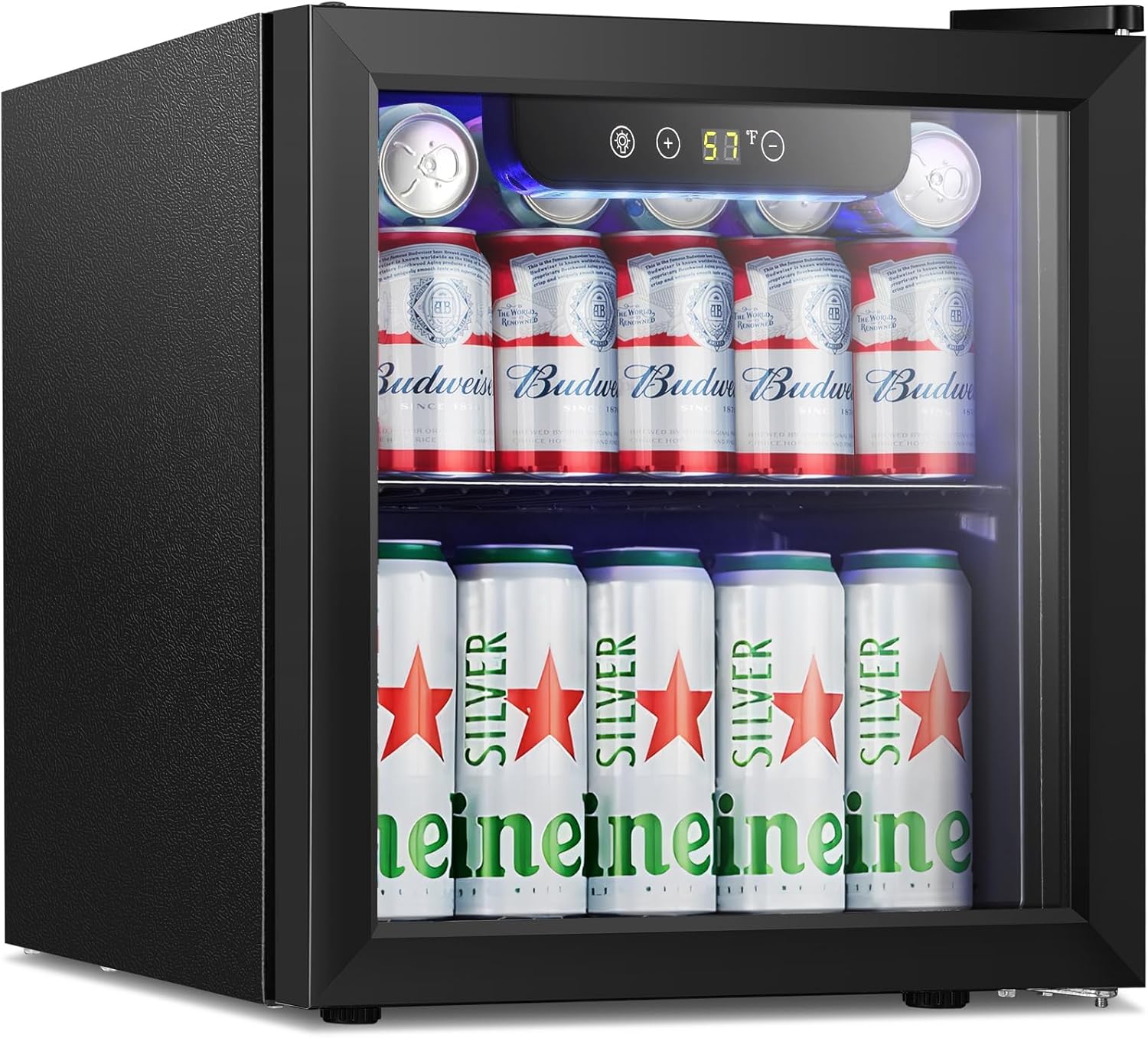 Antarctic Star Mini Fridge Cooler - 12 Bottle 48 Can Beverage Refrigerator Glass Door for Drinks or Beer Wine –Small Drink Dispenser for Home, Office or Bar, Electronic Knob Control，1.3cu.ft.
