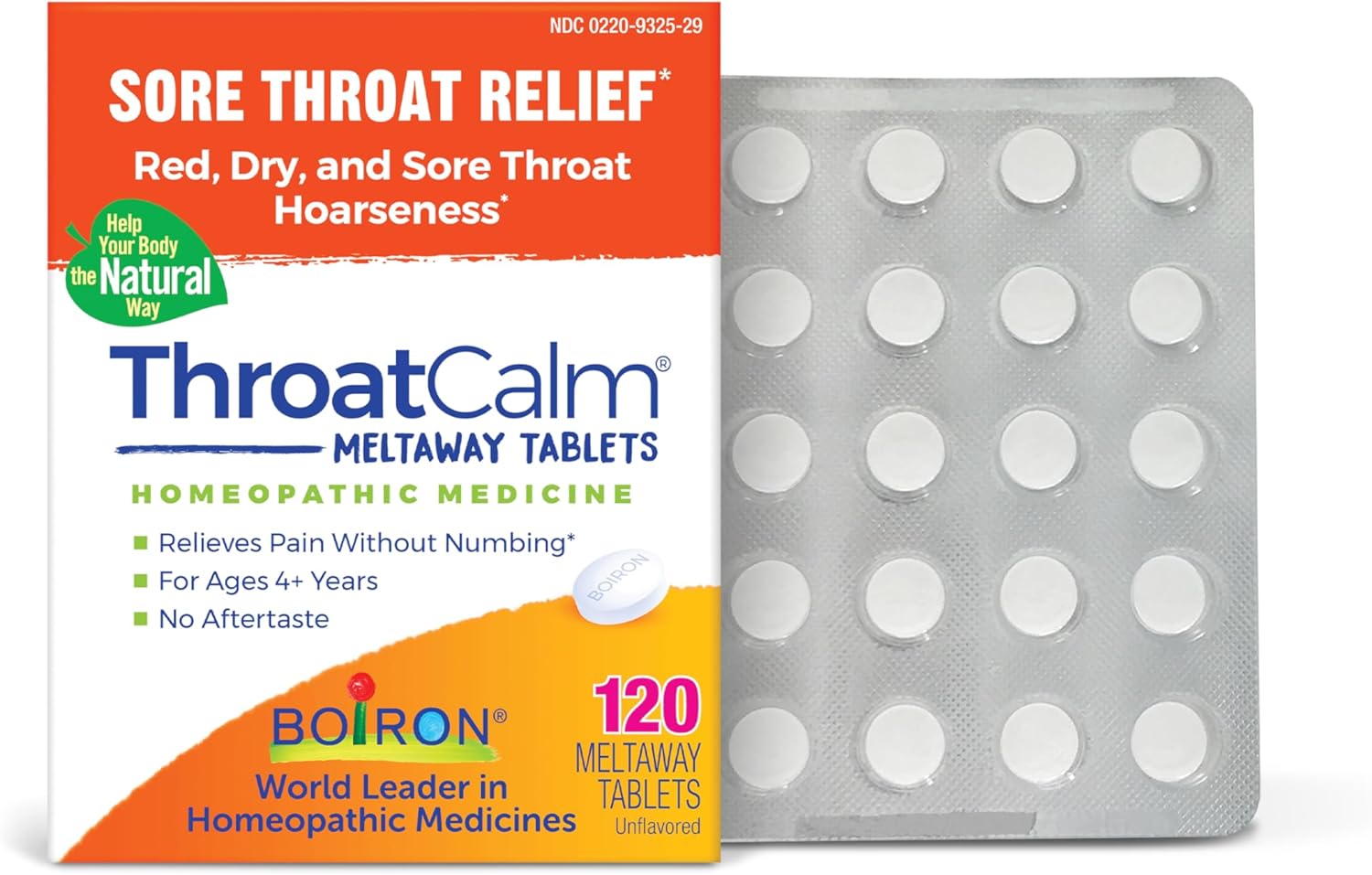 Boiron ThroatCalm Tablets for Relief of Sore Throat, Hoarseness, or Scratchy, Red, Dry Throat - 120 Count