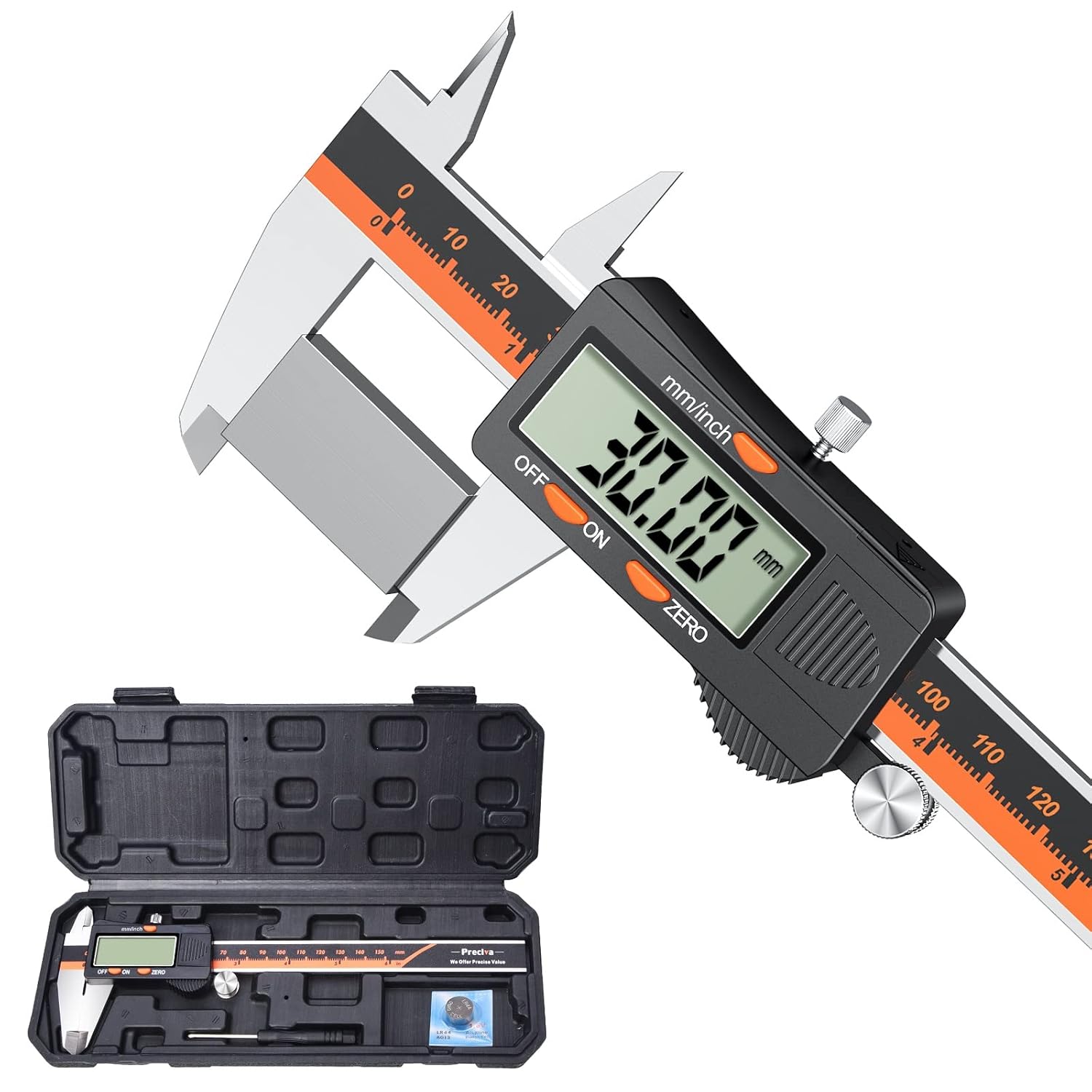 Digital Vernier Caliper, Preciva 150mm Electronic Micrometer Calipers, Measuring Tools Gauge with Mm/Inch Conversion High Precision