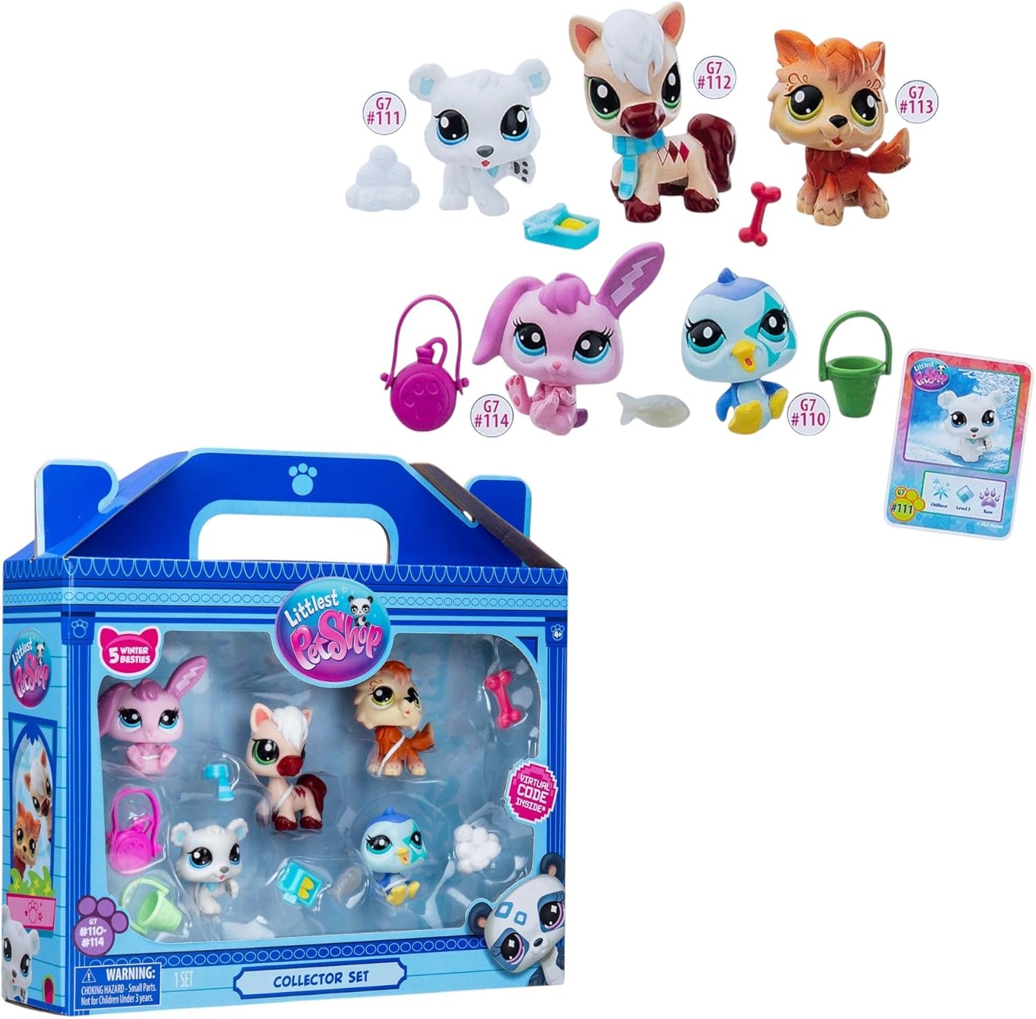 Littlest Pet Shop Series 2 Collectors 5 Pack Winter Besties | The Pack Contains 5 LPS Mini Pet Toys 7 Accessories 1 Collector Card And 1 Virtual Code | Collectable Toys For Girls And Boys