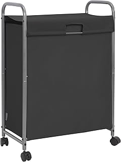 STORAGE MANIAC Rolling Laundry Hamper with Lid, 85 L Laundry Sorter with Wheels, Laundry Basket, 2 Loads Dirty Clothes Hamper, Laundry Organizer, Laundry Cart with Wheels for Small Space, Black