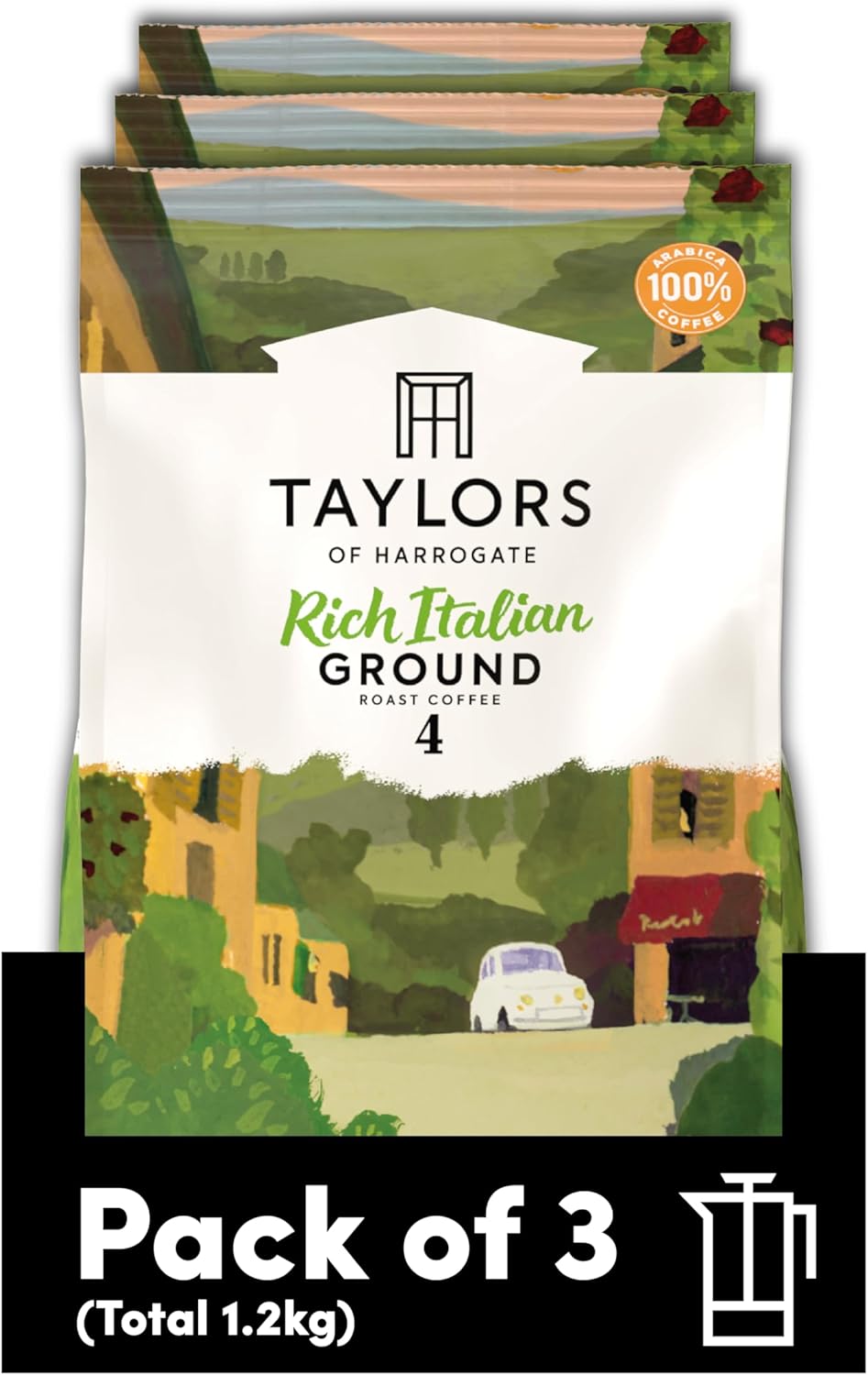TAYLORS OF HARROGATE RICH ITALIAN GROUND COFFEE 400G 3PK