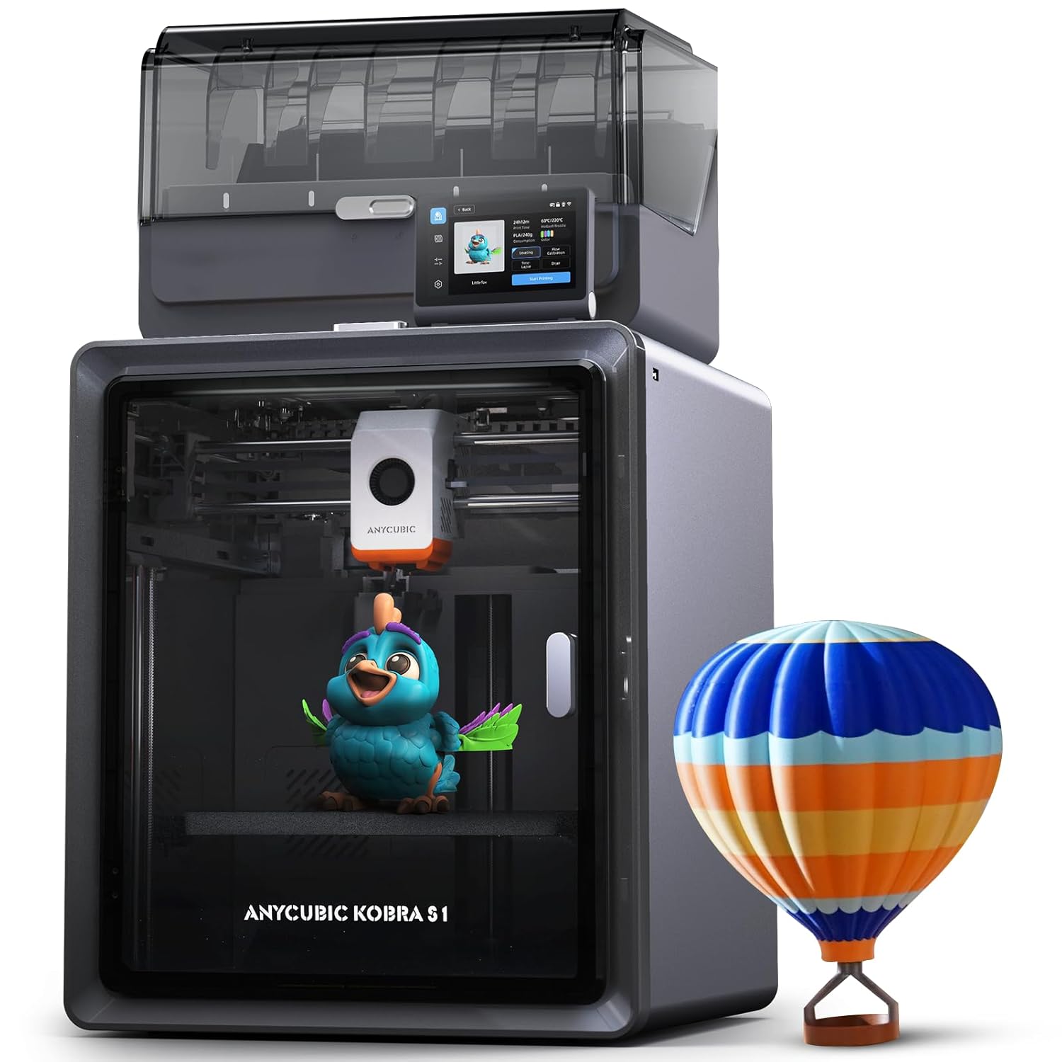 ANYCUBIC Kobra S1 Combo 3D Printer, Multicolour Printing, Drying & Printing at the Same Time, CoreXY Construction,LeviQ 3.0 Automatic Leveling, AI Monitoring, Work with All Major Filaments