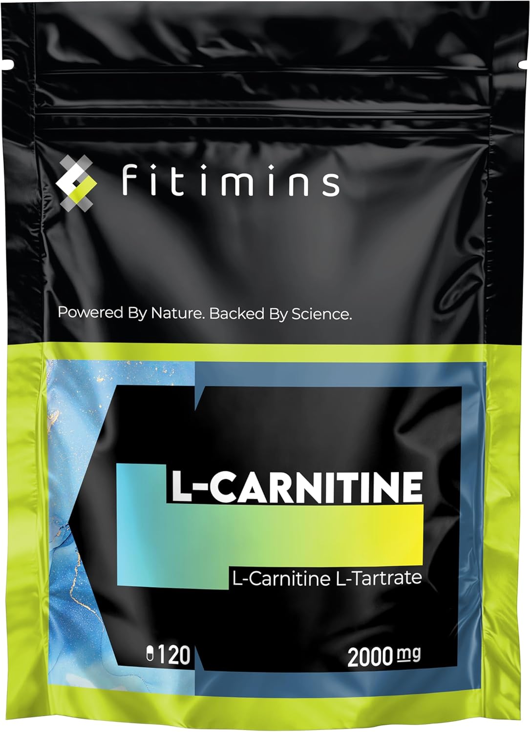 L-Carnitine Capsules 2000mg | L-Carnitine Tartrate Powder Supplement for Men & Women | Boost Energy, Support Metabolism & Weight Management | 120 x 500mg Vegan Capsules, 1-Month Supply | Fitimins