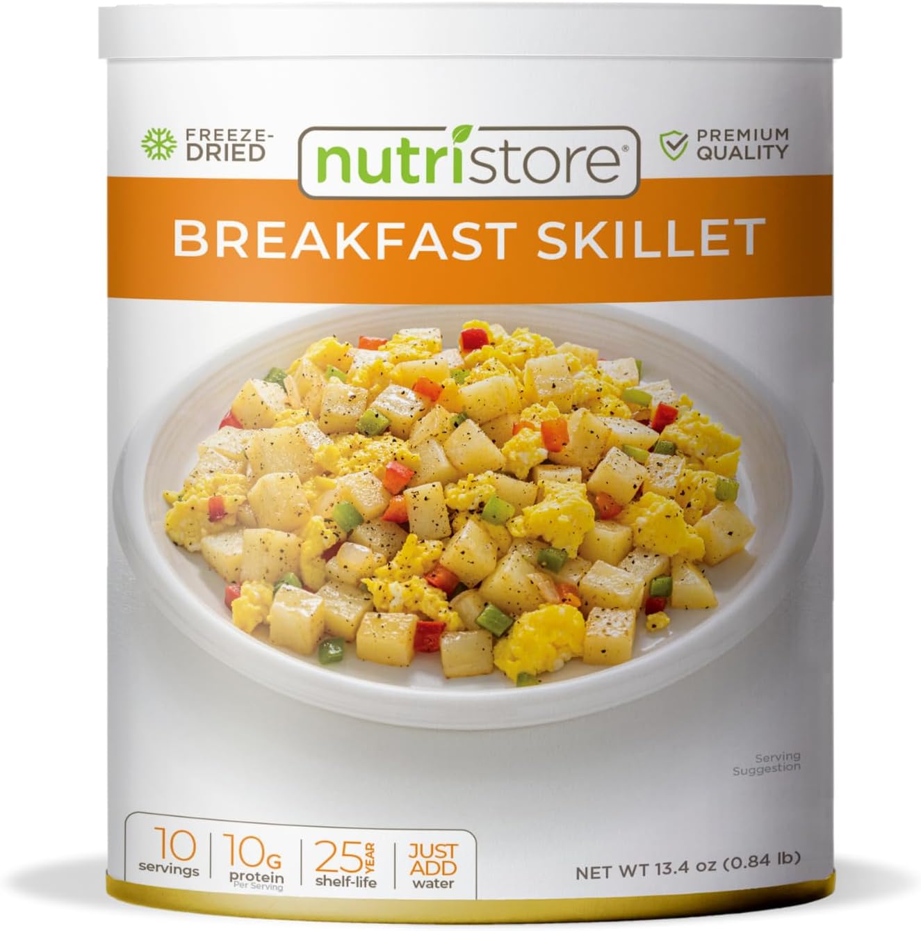 Nutristore Freeze-Dried Breakfast Skillet | Emergency Survival Bulk Food Storage Meal | Perfect for Everyday Quick Meals and Long-Term Storage | 25 Year Shelf Life | USDA Inspected (1-Pack)