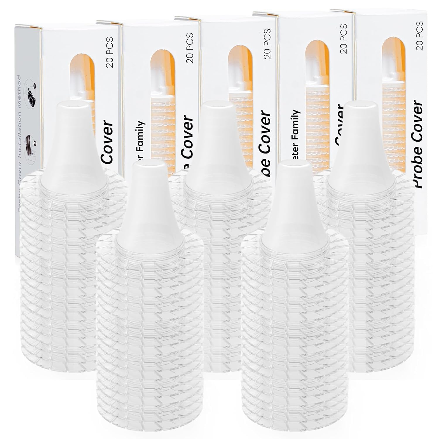 100 Pcs Probe Covers for Ear Thermometer Models ET107 & ET108, Refill Caps/Lens Filters for Digital Ear Thermometers, BPA Free Disposable Cover Kit (Model: PC001)