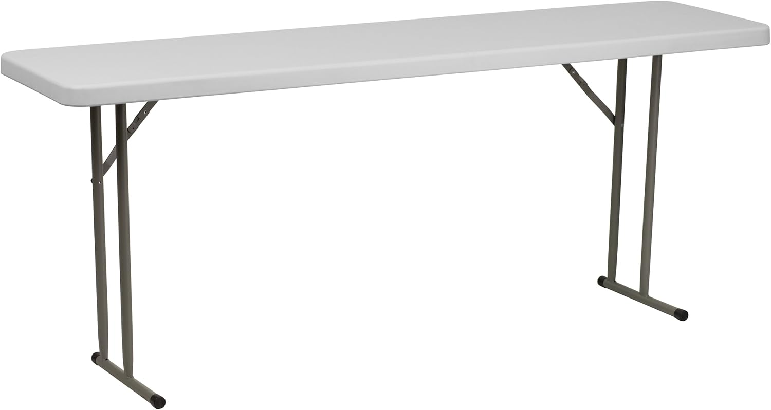 Flash Furniture Kathryn 6' Plastic Folding Training and Event Table, Rectangular Folding Training Table with 220-lb. Static Weight Capacity, White