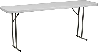 Flash Furniture Kathryn 6' Plastic Folding Training and Event Table, Rectangular Folding Training Table with 220-lb. Static Weight Capacity, White