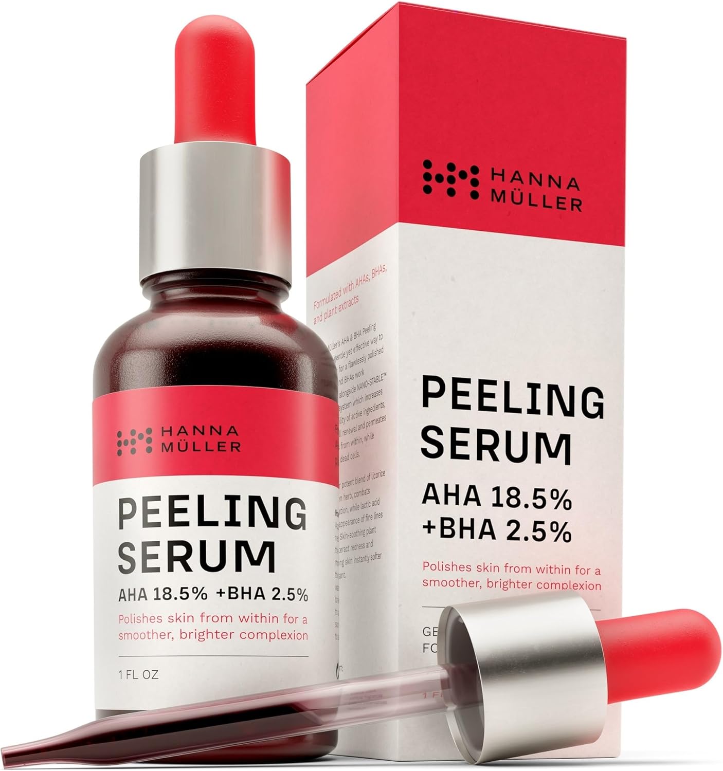 Peeling Serum - AHA 18.5% + BHA 2.5% Chemical Peels for Face, AHA BHA Exfoliator for face - Exfoliating Ordinary Peeling Solution for Fine Lines & Wrinkles - Chemical Peel Serum, 1 Fl Oz