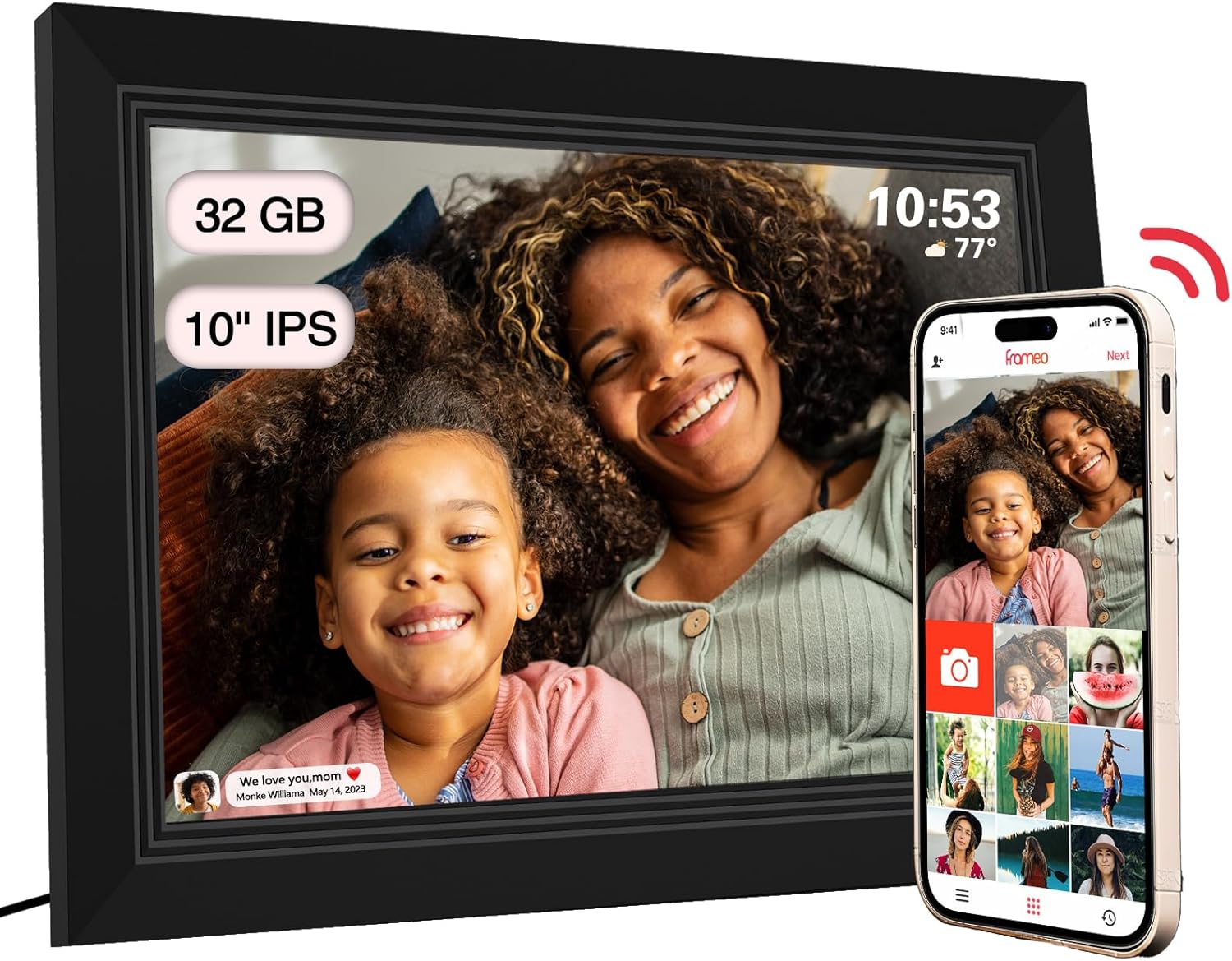 FRAMEO Digital Picture Frame- 10.1inch Digital Photo Frame with 1080 IPS Touch Screen HD Disply,Built-in 32GB Storage,Wall-Mounted,Digital Frame Share Photos and Videos via FRAMEO App