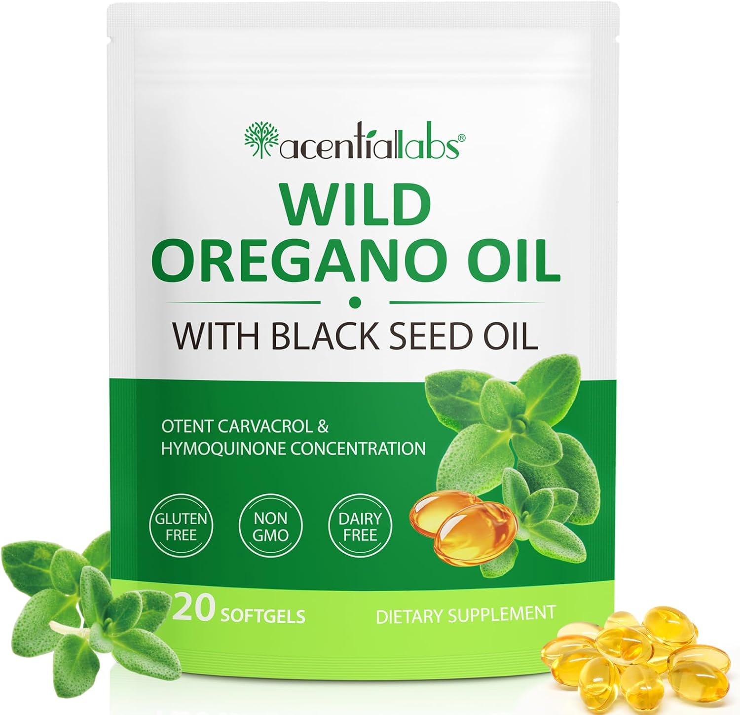 Oregano Oil Softgels Organic, 2 in 1 Oil of Oregano with Black Seed Oil 120 Count, Oregano Oil Supplement Capsules, Organic Oil of Oregano Extract, Non-GMO, Gluten Free