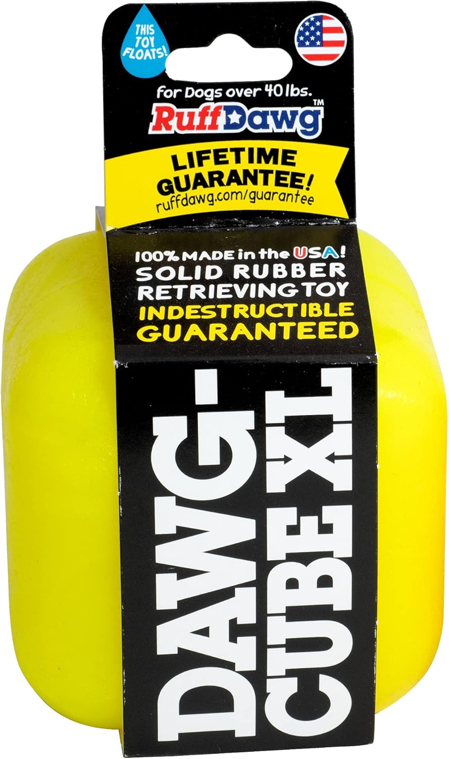 Ruff Dawg Indestructible Dawg-Cube XL Dog Toy - Crazy Bouncing Toy, Retrieving, Fetch, Made in The USA, Floats, 3.5 inches Square, for Dogs Over 40lbs