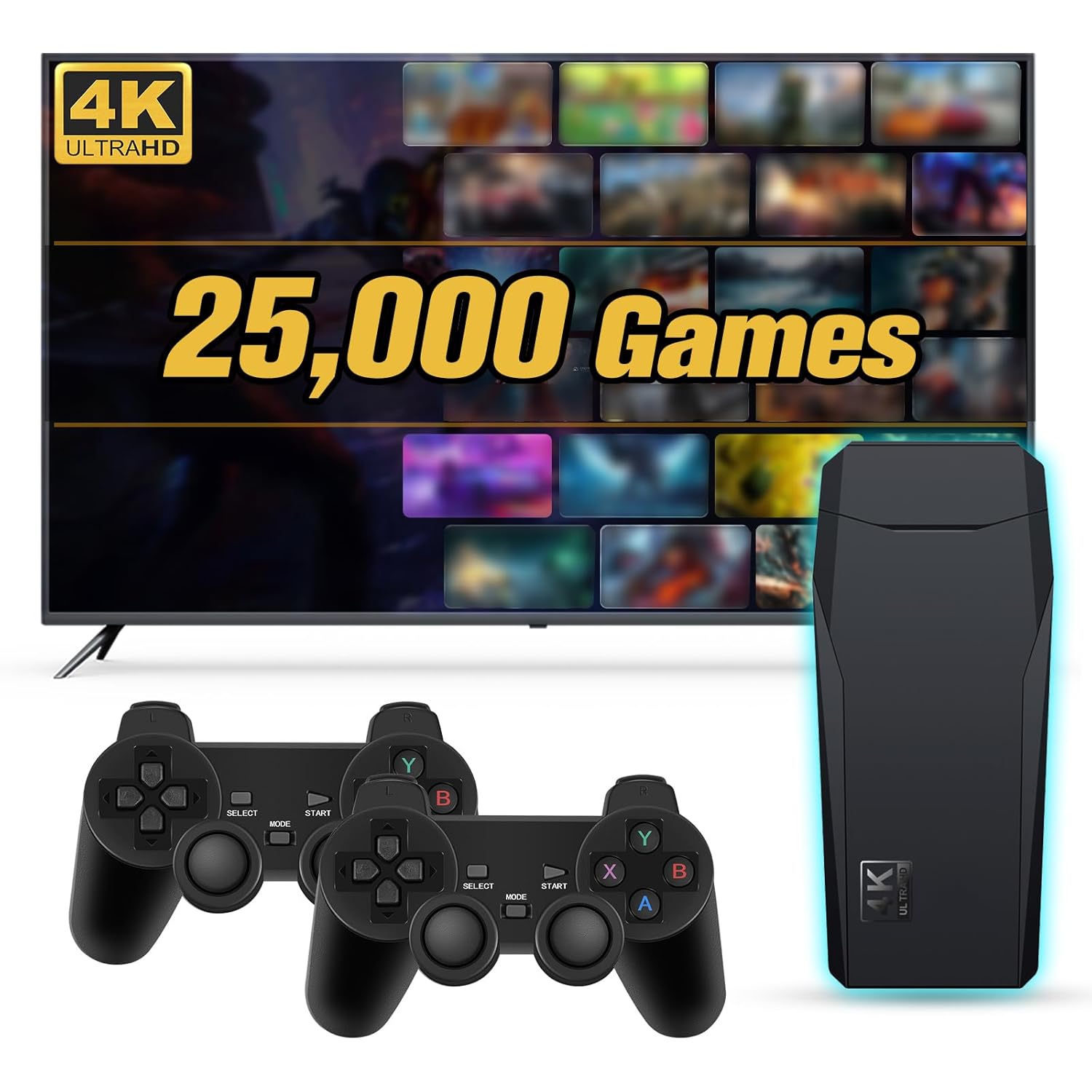 Retro Gaming Console Stick with 25,004 Games – 4K Plug & Play Wireless Game Stick, Preloaded Emulator System, Classic Video Games for TV & Monitor