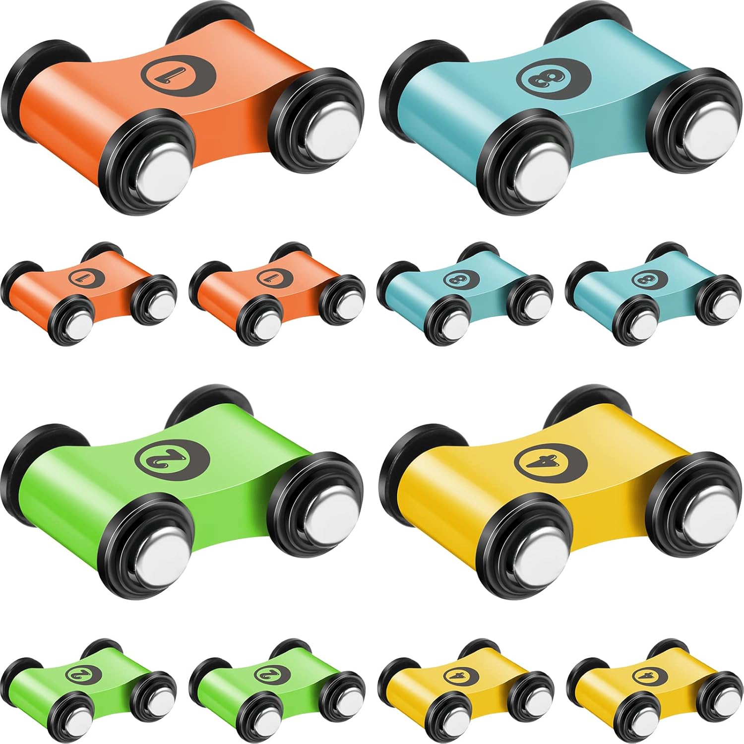 Chivao 12 Pieces Mini Wooden Car Ramp Wooden Race Track Toy Toddler Car for Race Track Replacement Cars, Aged 6+, Present (Circle Print)