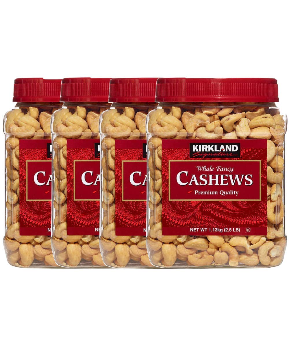 Kirkland Signature Whole Fancy Cashews Salted and Roasted, 40 oz (Pack of 4)