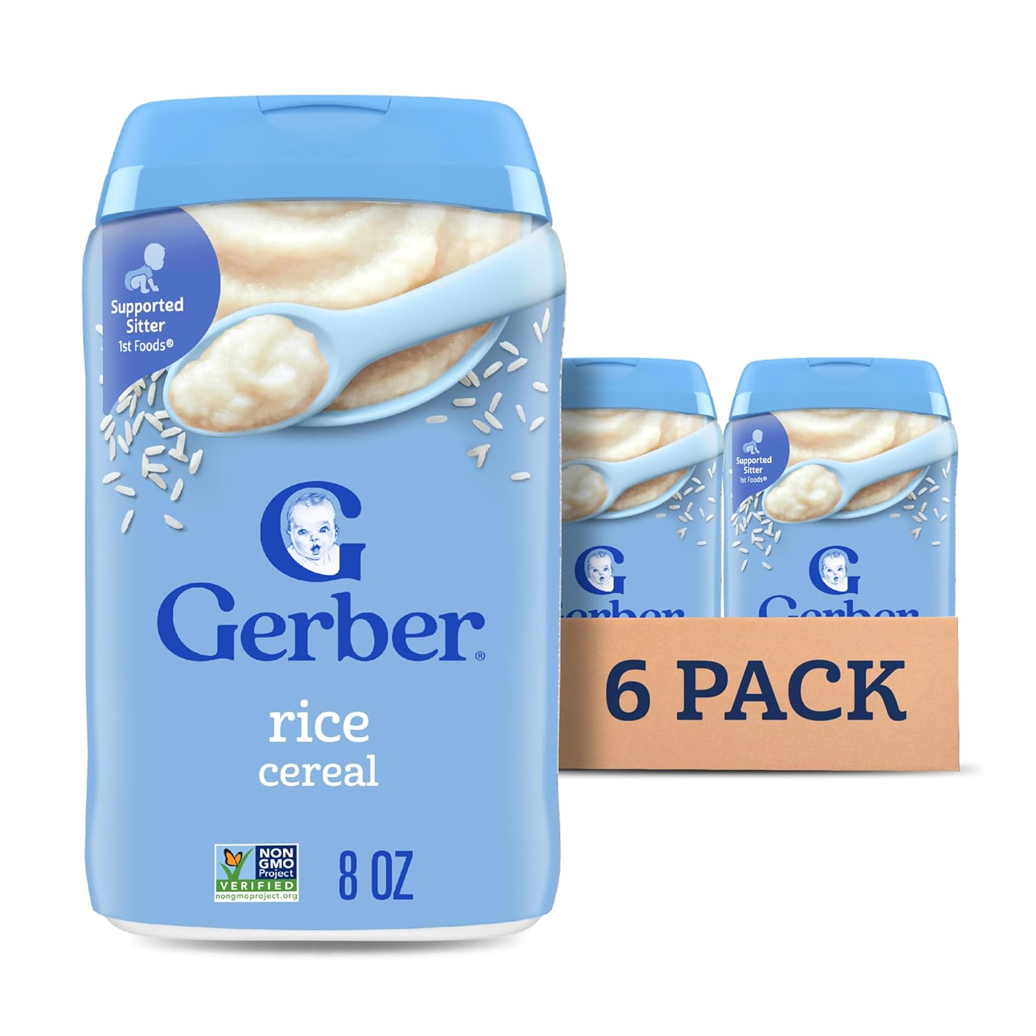 Gerber Baby Cereal 1st Foods, Rice, 8 Ounce (Pack of 6)