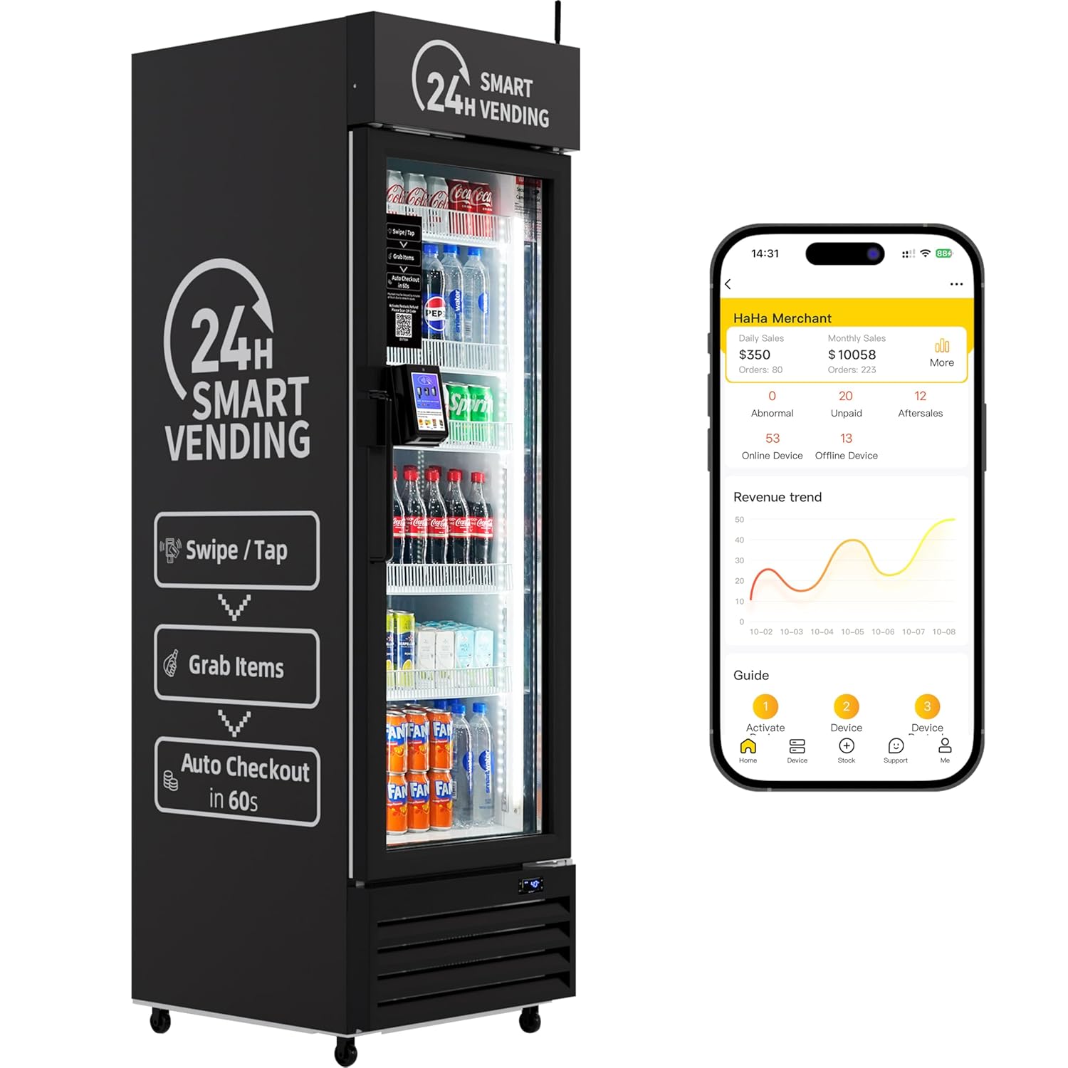 Smart Combo Vending Machine for Business with AI Technology Vending Machine for Sale, Card Reader & App Control Refrigerated Commercial US-360