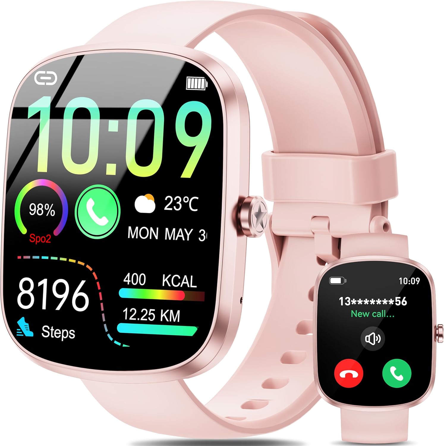 OUKITEL Smart Watches for Women Men, 1.91" HD Smart Watch(Answer/Make Call), Fitness Watch with 140+ Sports Modes, IP68 Waterproof, Heart Rate/Sleep/Spo2 Monitor/Pedometer, Smartwatch for Android iOS