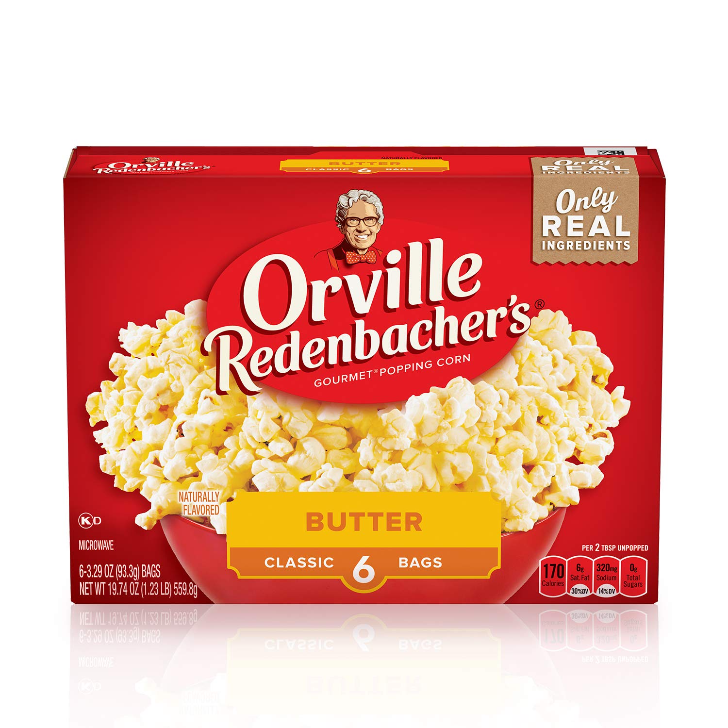 Orville Redenbacher’s Butter Flavored Microwave Popcorn, Gluten Free, 6 Count Popcorn Bags (6 Boxes)